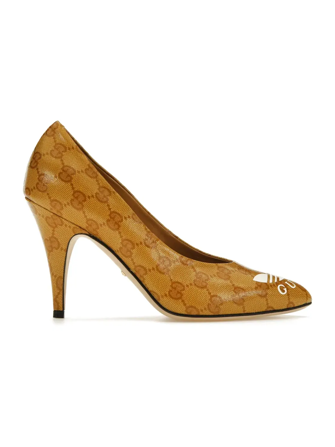 Туфли женские Gucci GG 95mm Pump, кожаные, на каблуке — изображение 1 из 4, коричневый/белый