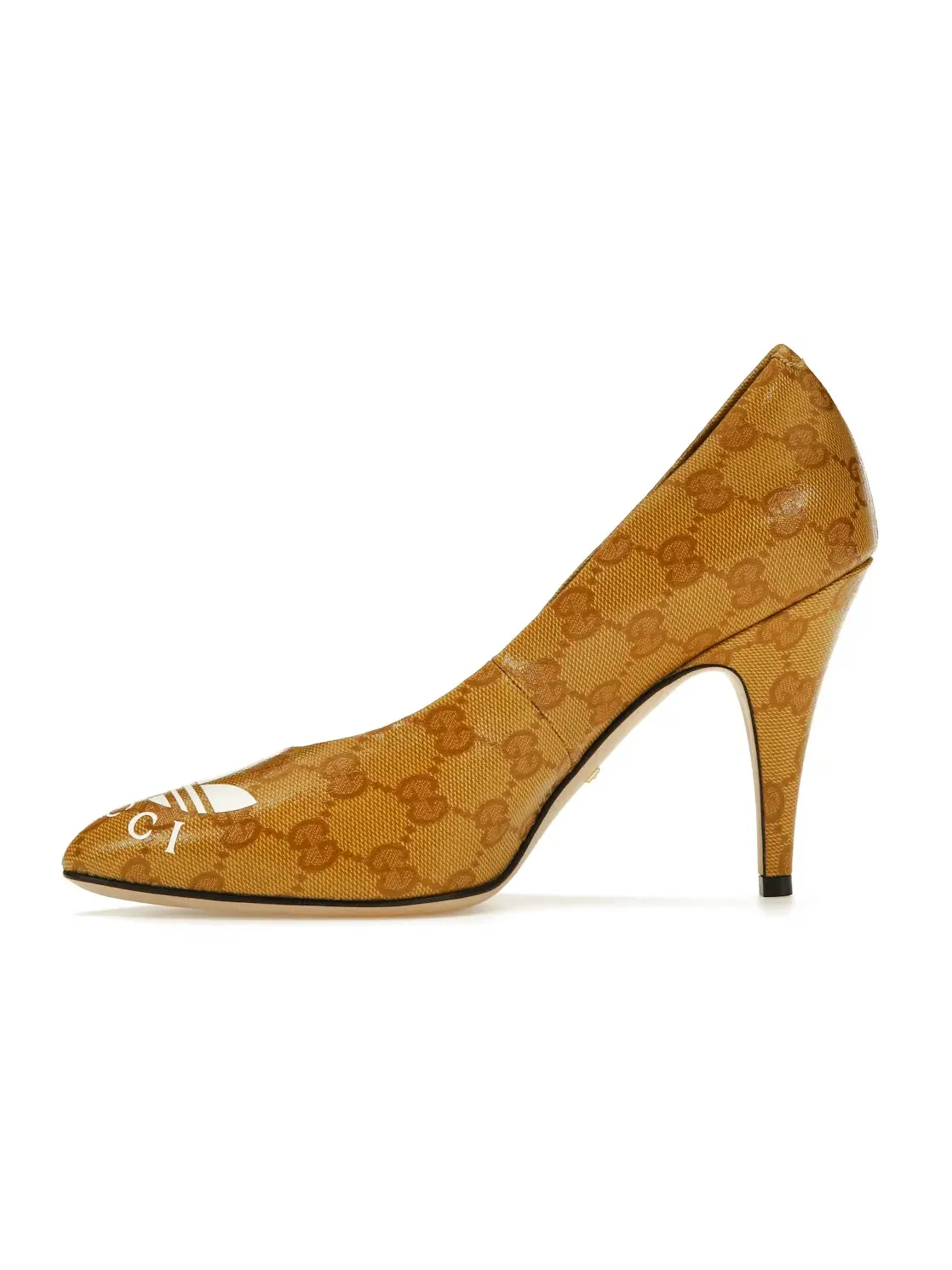 Туфли женские Gucci GG 95mm Pump, кожаные, на каблуке — изображение 3 из 4, коричневый/белый