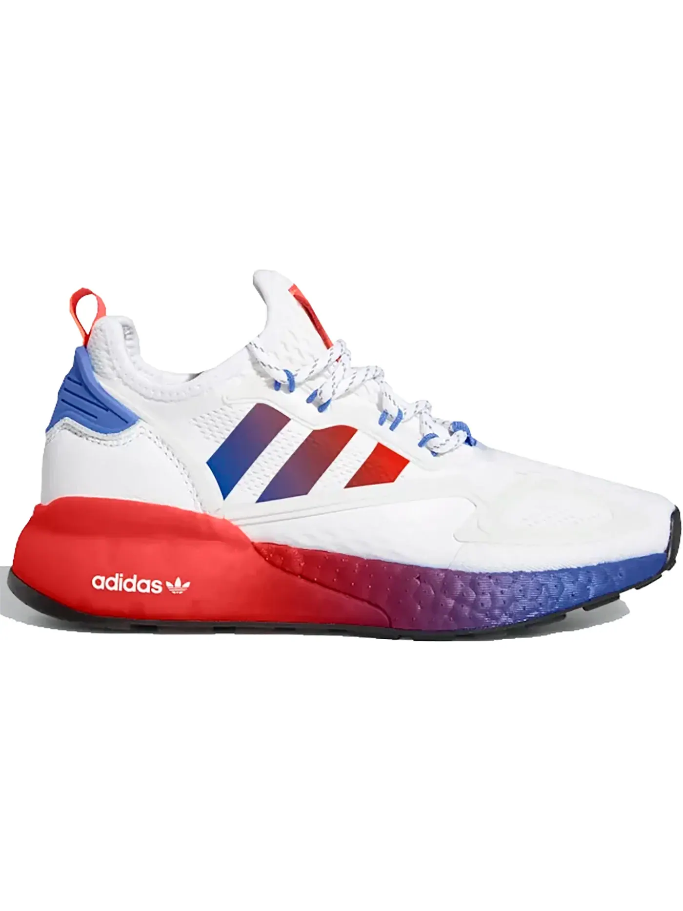 Детские кроссовки lifestyle с амортизацией Adidas ZX 2K Boost — изображение 1 из 1, белый красный синий
