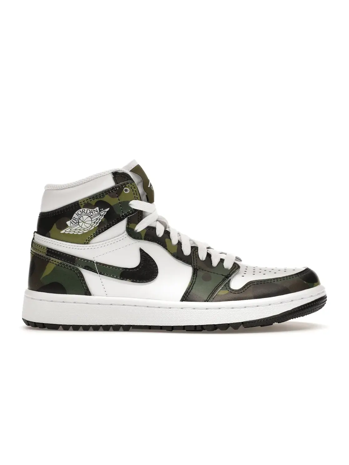Мужские кроссовки для гольфа с камуфляжным принтом Jordan 1 High Golf Jordan — изображение 1 из 4, зеленый/белый/черный
