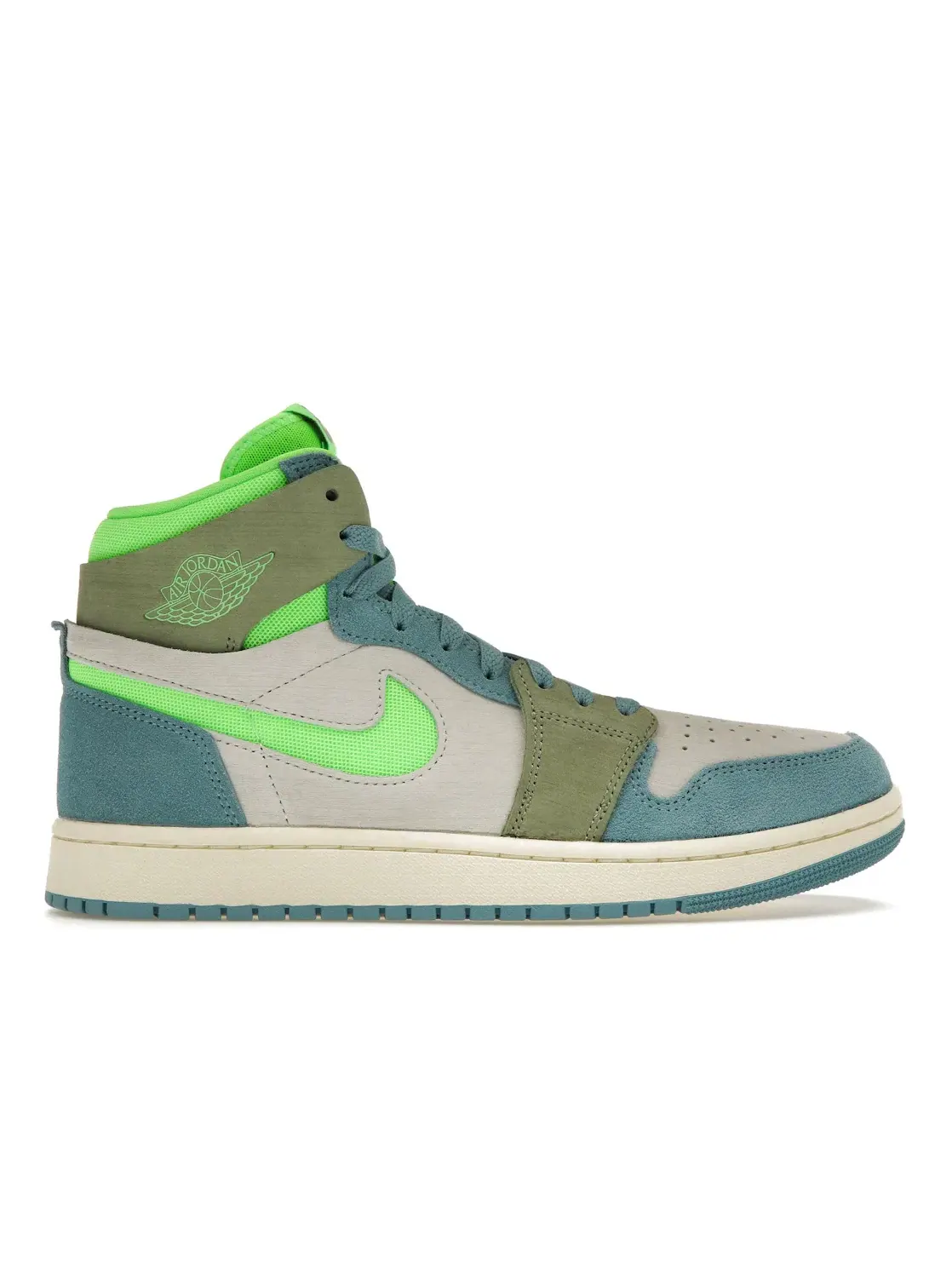 Женские кроссовки с высоким берцем Jordan 1 High Zoom Air CMFT 2 Jordan — изображение 1 из 4, синий/белый/оливковый