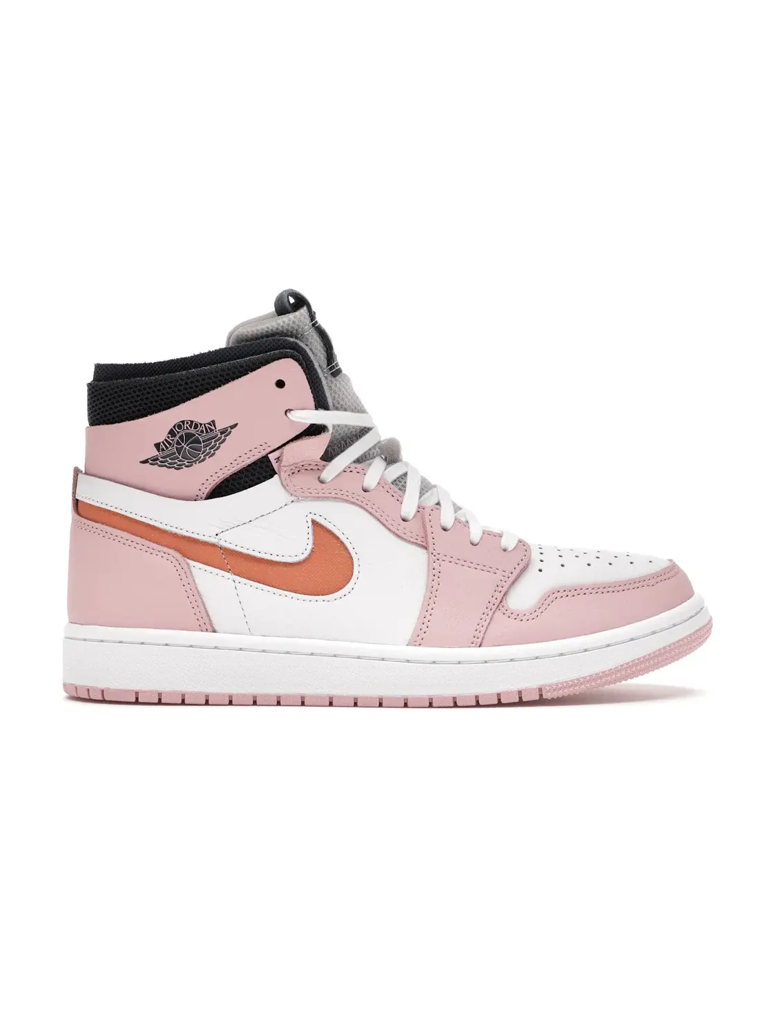Женские кроссовки с белой кожей и розовыми накладками Jordan 1 High Zoom Air CMFT — изображение 1 из 4, розовый//белый