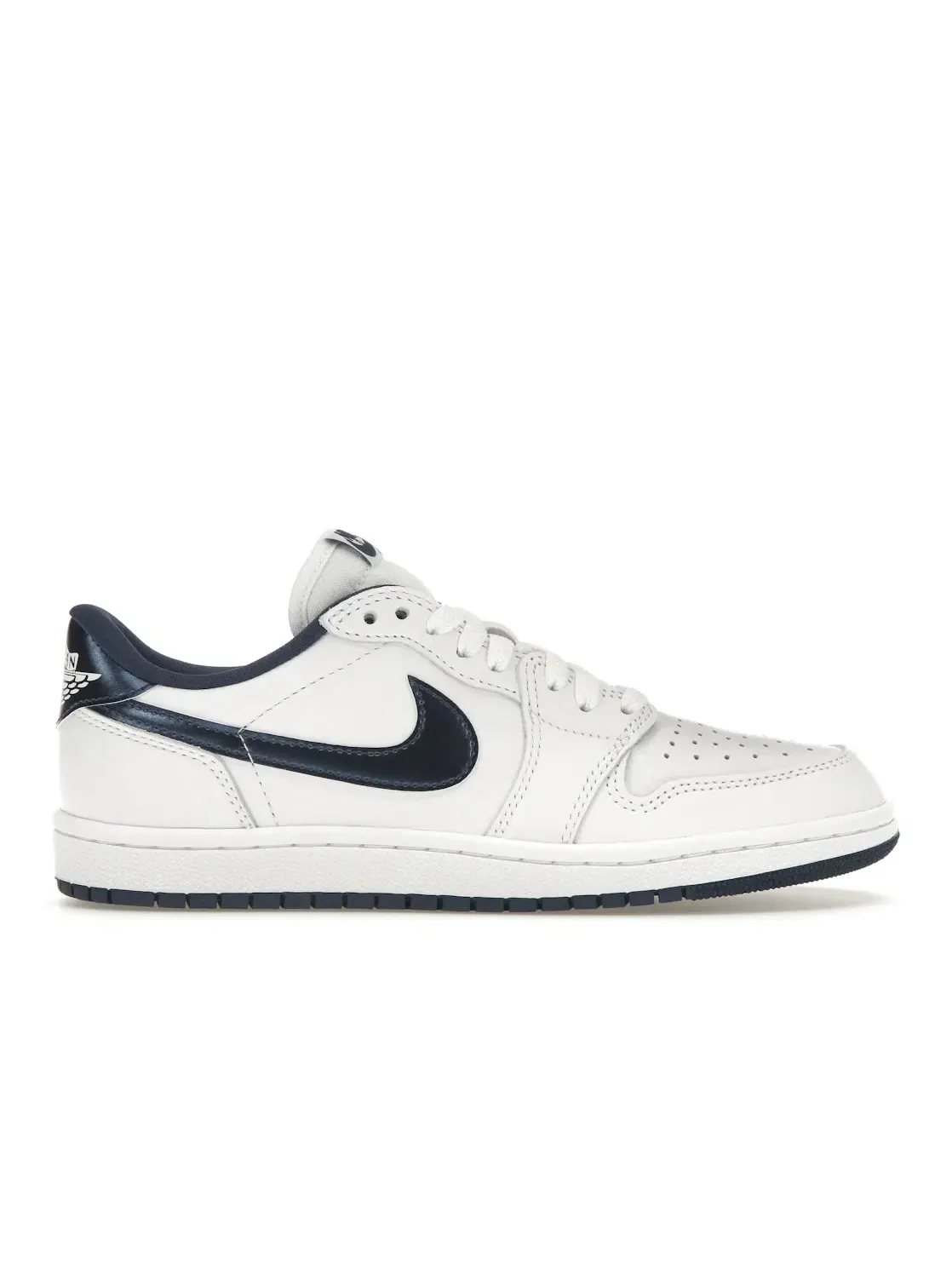 Мужские кроссовки с металлическим акцентом Jordan 1 Retro Low '85 Jordan — изображение 1 из 4, белый/темно-синий-белый