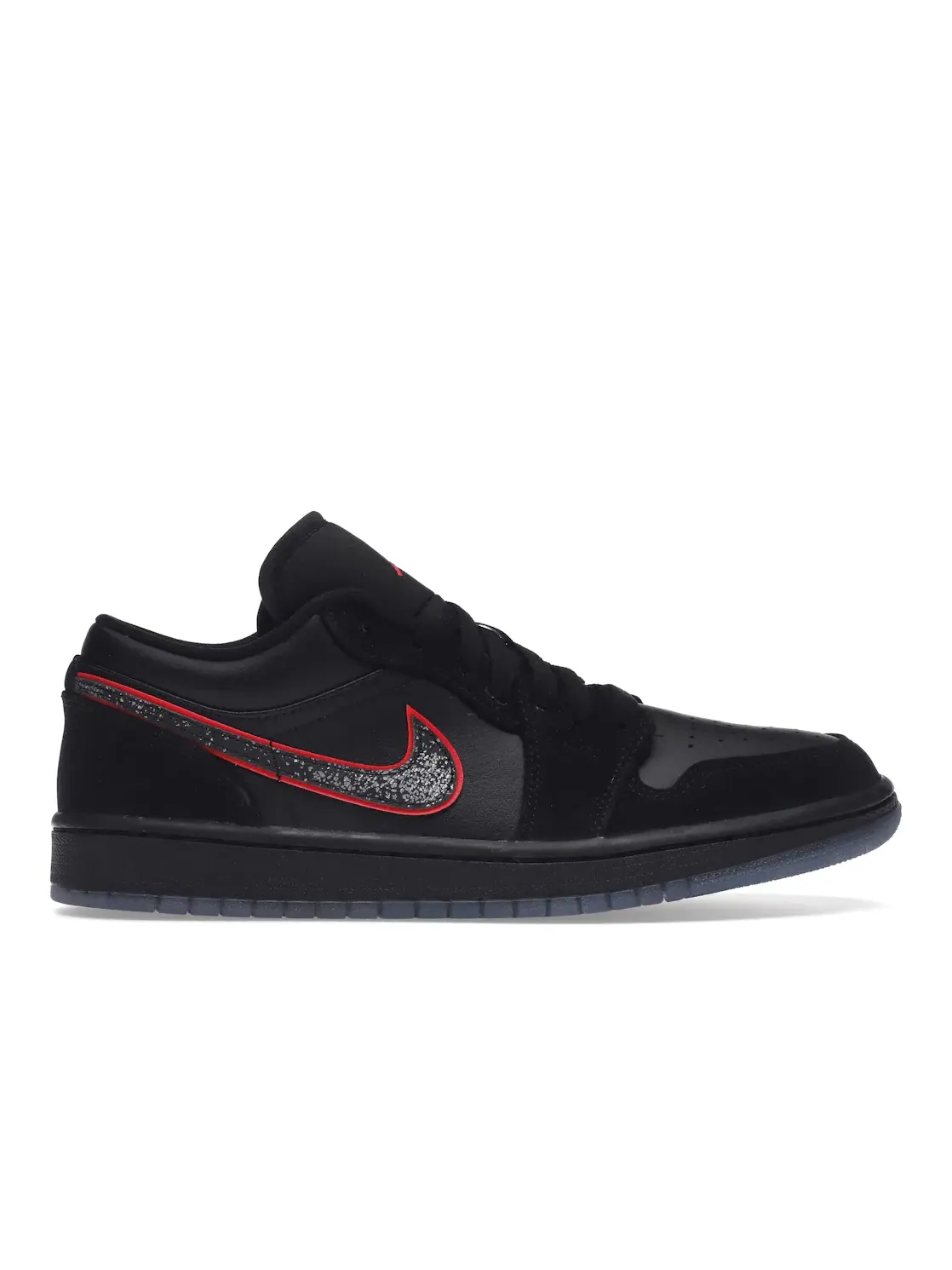 Мужские кроссовки с кожаным верхом Jordan 1 Low Jordan — изображение 1 из 4, черный/черный-красный