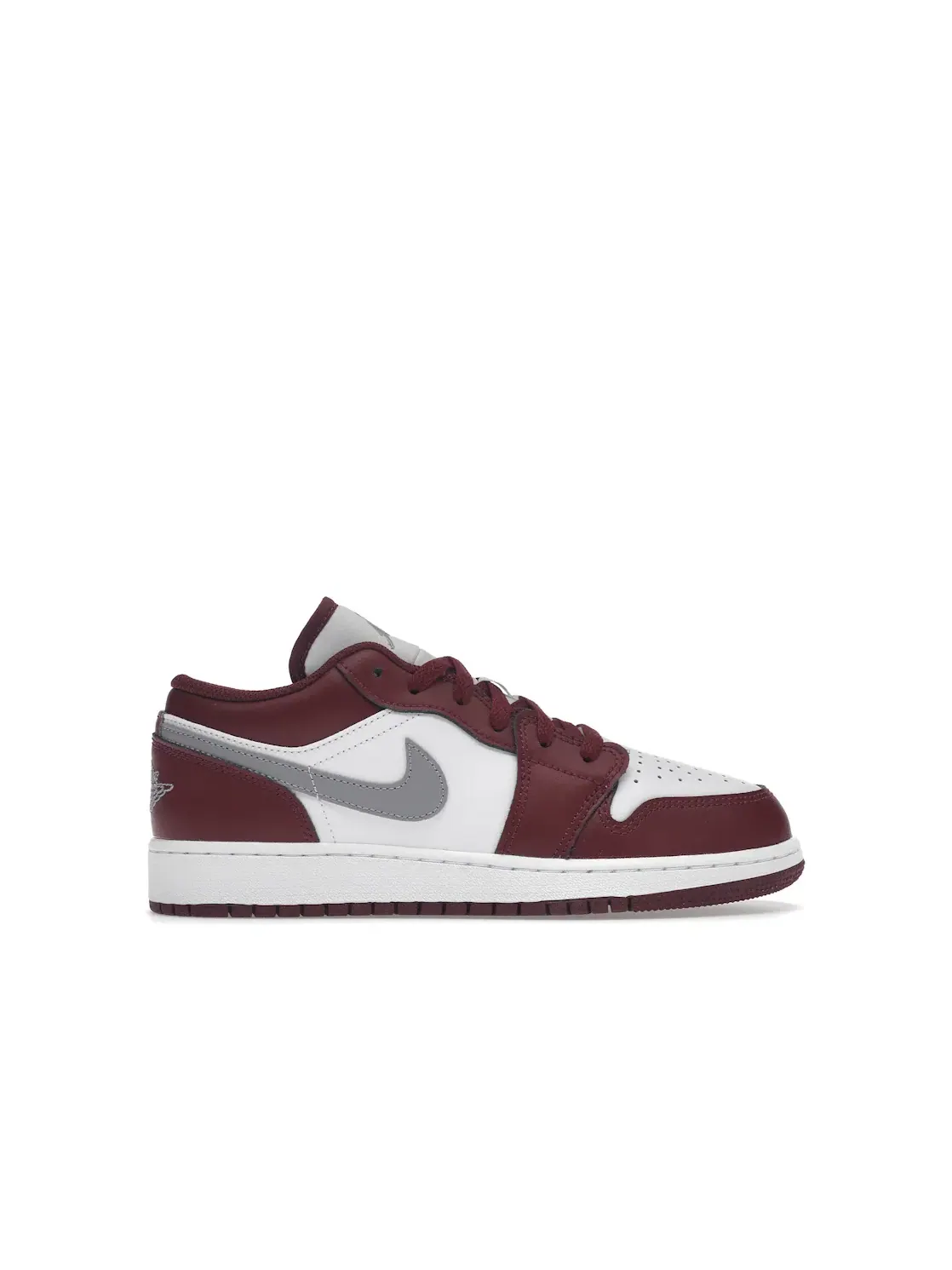 Детские кроссовки Lifestyle с перфорацией Jordan 1 Low Bordeaux — изображение 1 из 4, красный/серый/белый