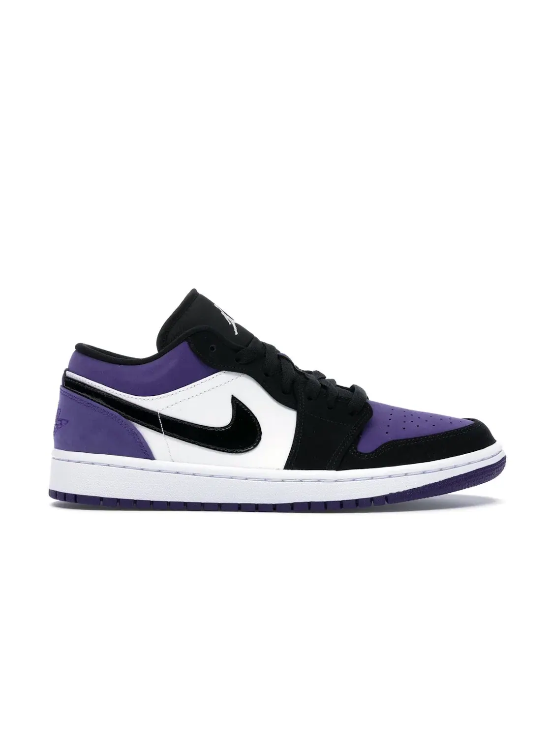 Мужские кроссовки с замшевыми вставками Jordan 1 Low — изображение 1 из 4, белый/черный-фиолетовый