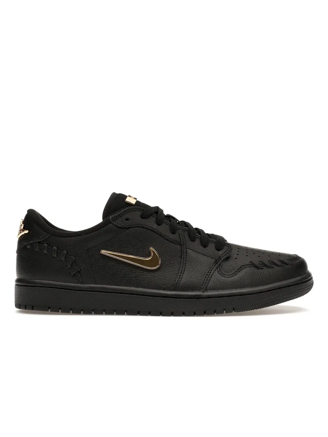 Женские кроссовки с кожаным верхом Jordan 1 Low Method of Make Black Metallic Gold Jordan — изображение 1 из 4