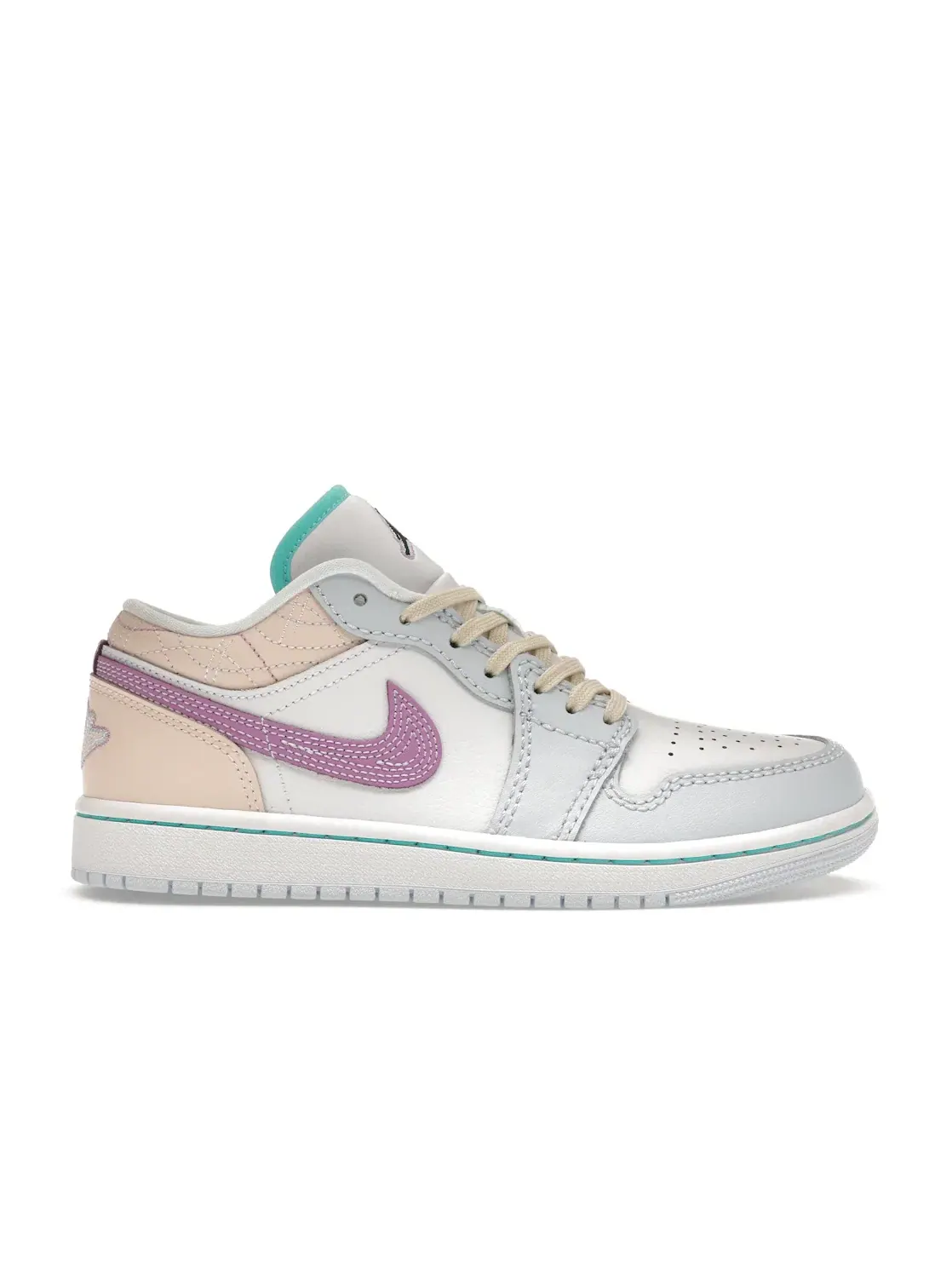 Женские кроссовки с вышивкой сашико Jordan 1 Low — изображение 1 из 4, белый/белый/синий