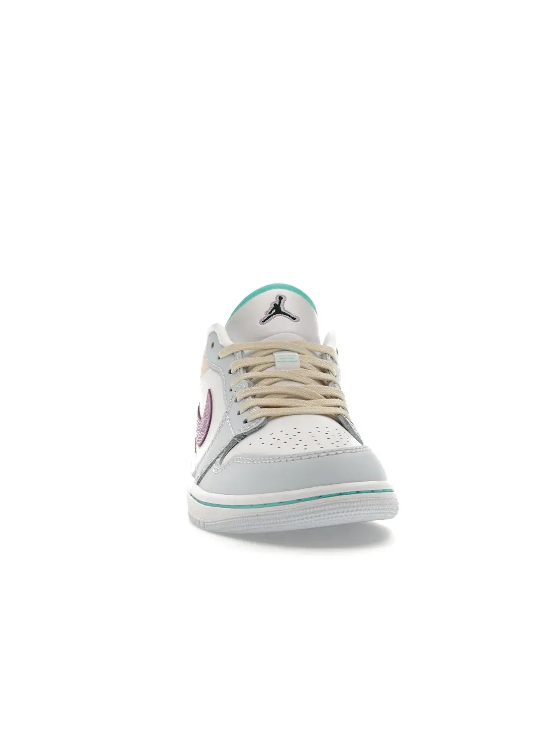 Женские кроссовки с вышивкой сашико Jordan 1 Low — изображение 2 из 4, белый/белый/синий