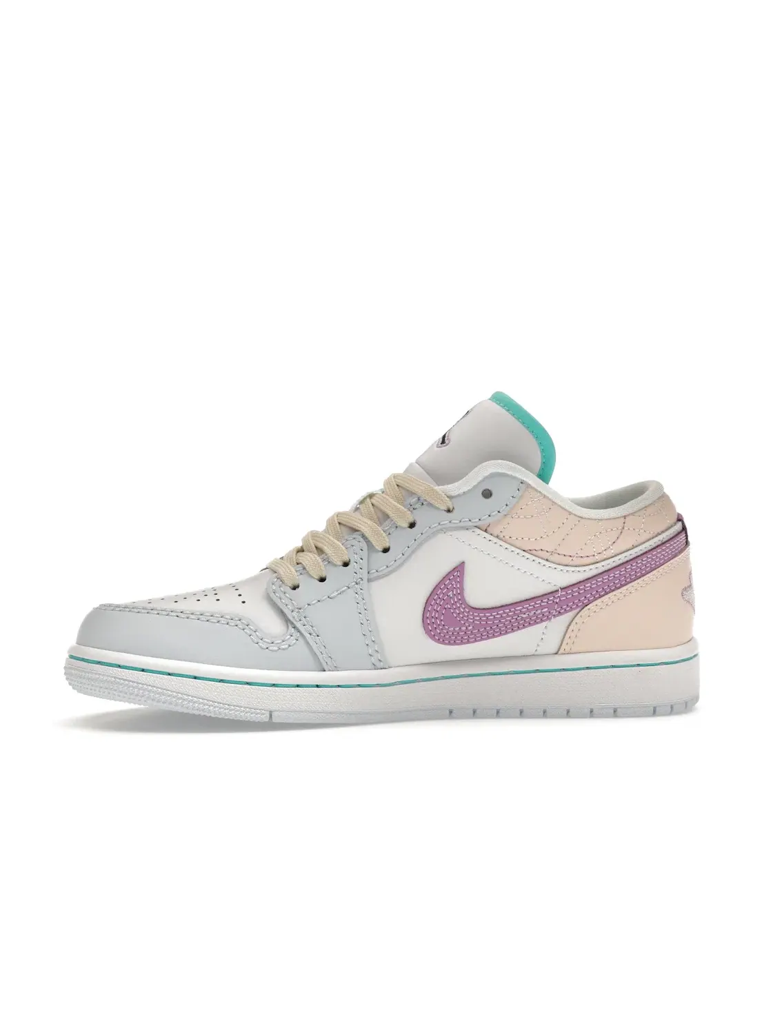 Женские кроссовки с вышивкой сашико Jordan 1 Low — изображение 3 из 4, белый/белый/синий