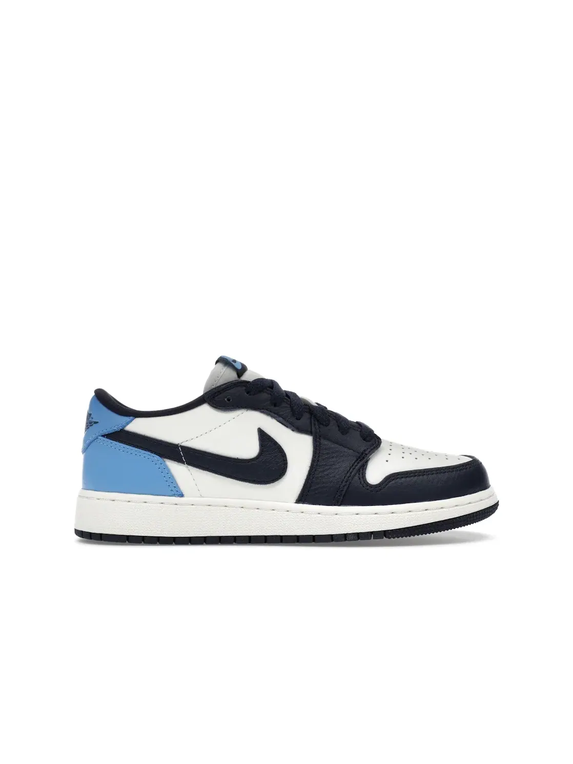Детские кроссовки с цветовой комбинацией Obsidian/University Blue-Sail Jordan 1 Low OG Jordan — изображение 1 из 4, синий