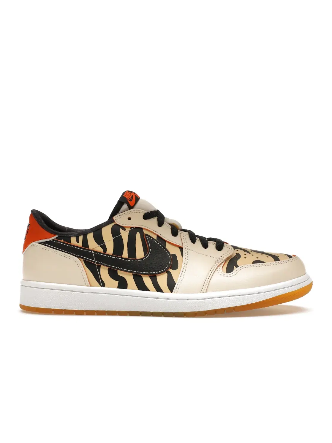 Мужские кроссовки Lifestyle с принтом тигра Jordan 1 Low OG — изображение 1 из 4, черный/оранжевый