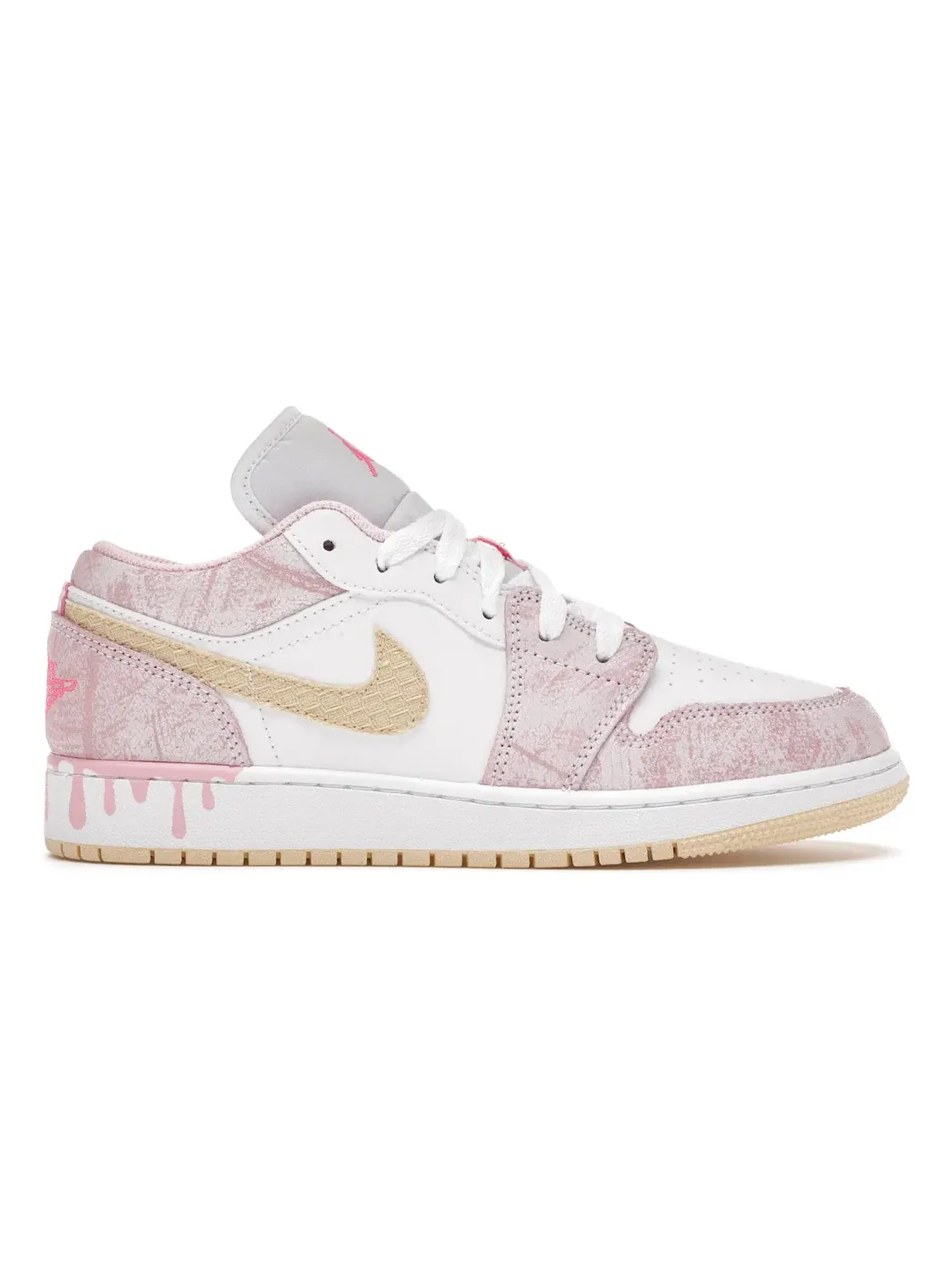 Детские кроссовки Lifestyle с принтом Jordan 1 Low Paint Drip Jordan — изображение 1 из 4, бледный-белый