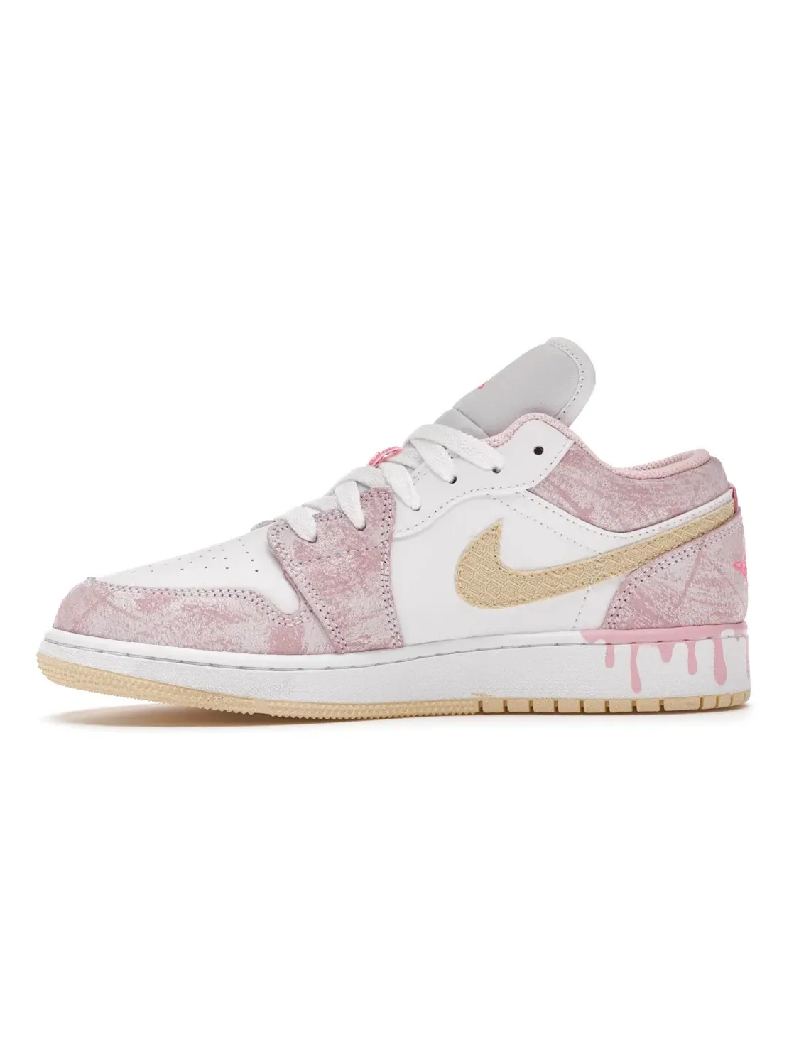 Детские кроссовки Lifestyle с принтом Jordan 1 Low Paint Drip Jordan — изображение 3 из 4, бледный-белый
