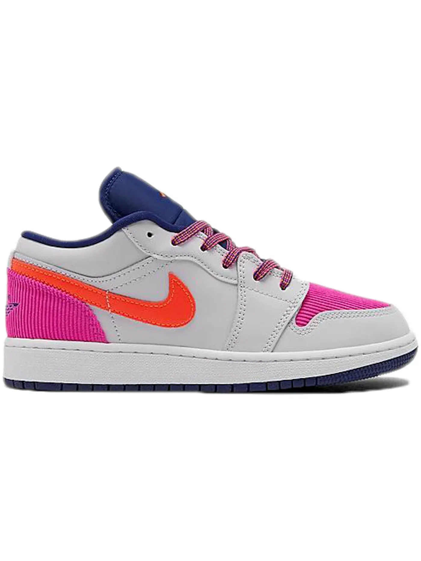 Детские кроссовки с замшей и кантом White/Navy/Pink/Orange Jordan Jordan 1 Low — изображение 1 из 1