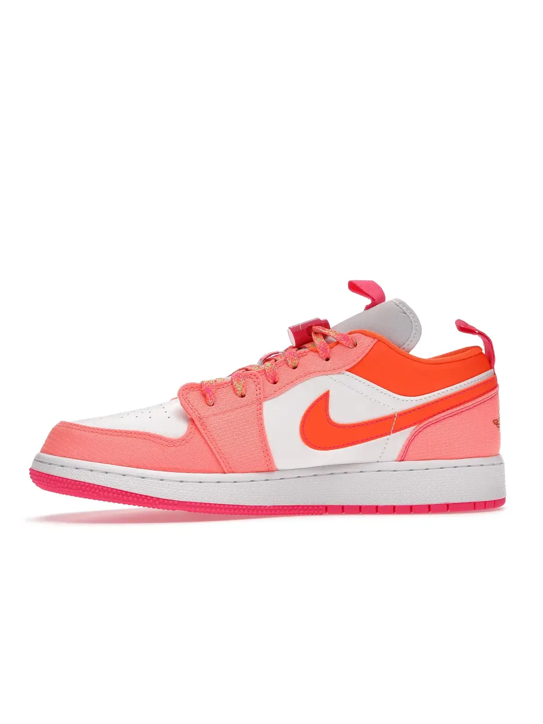 Детские кроссовки Lifestyle с системой фиксации Jordan 1 Low Utility Jordan — изображение 3 из 4, белый/оранжевый/розовый