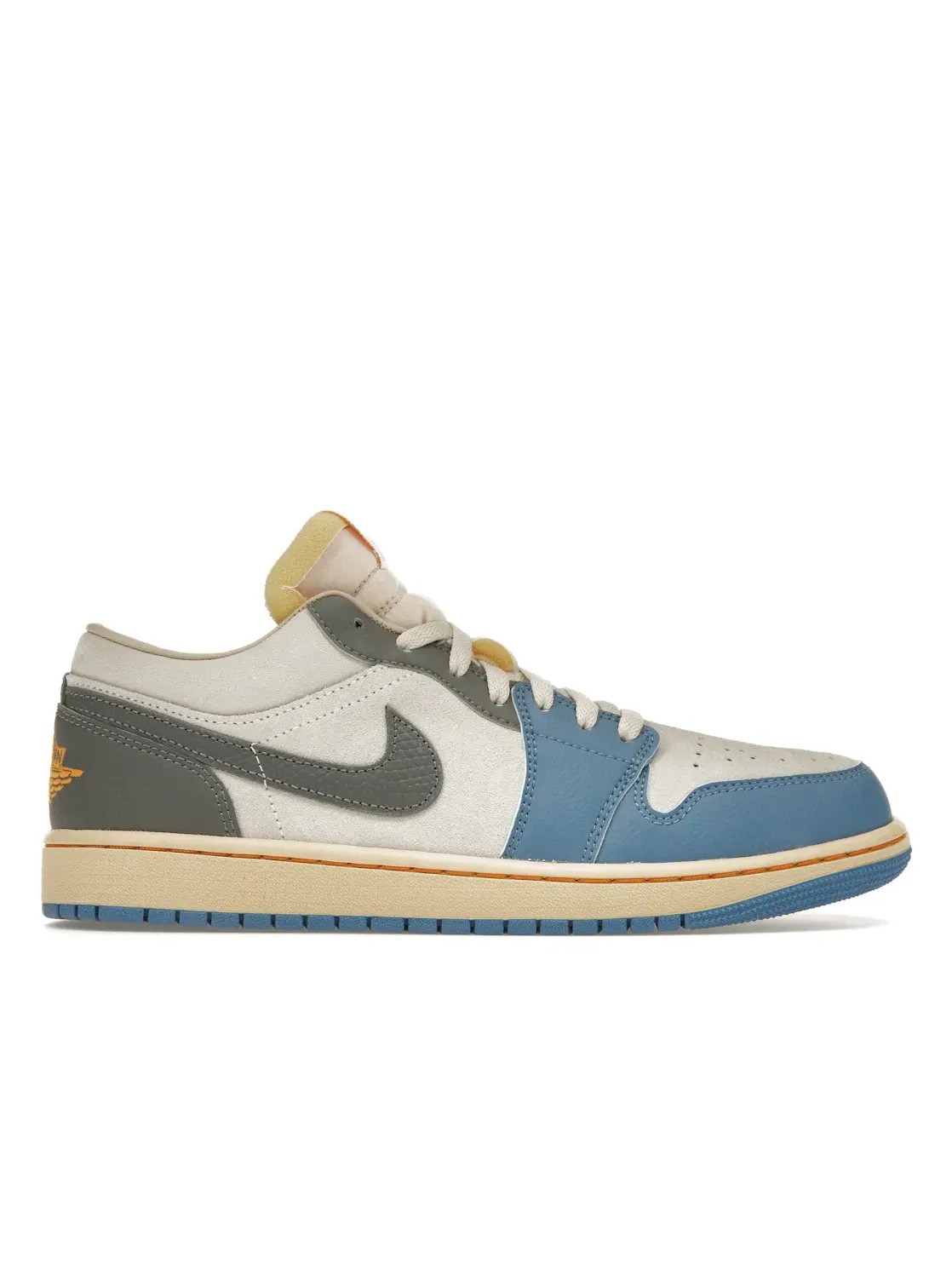 Мужские кроссовки Lifestyle с принтом Jordan 1 Low Jordan — изображение 1 из 4, белый/синий-серый