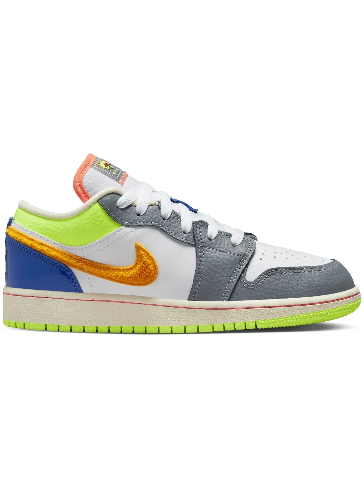 Детские кроссовки Lifestyle Jordan 1 Low — изображение 1 из 1, белый//зеленый/оранжевый