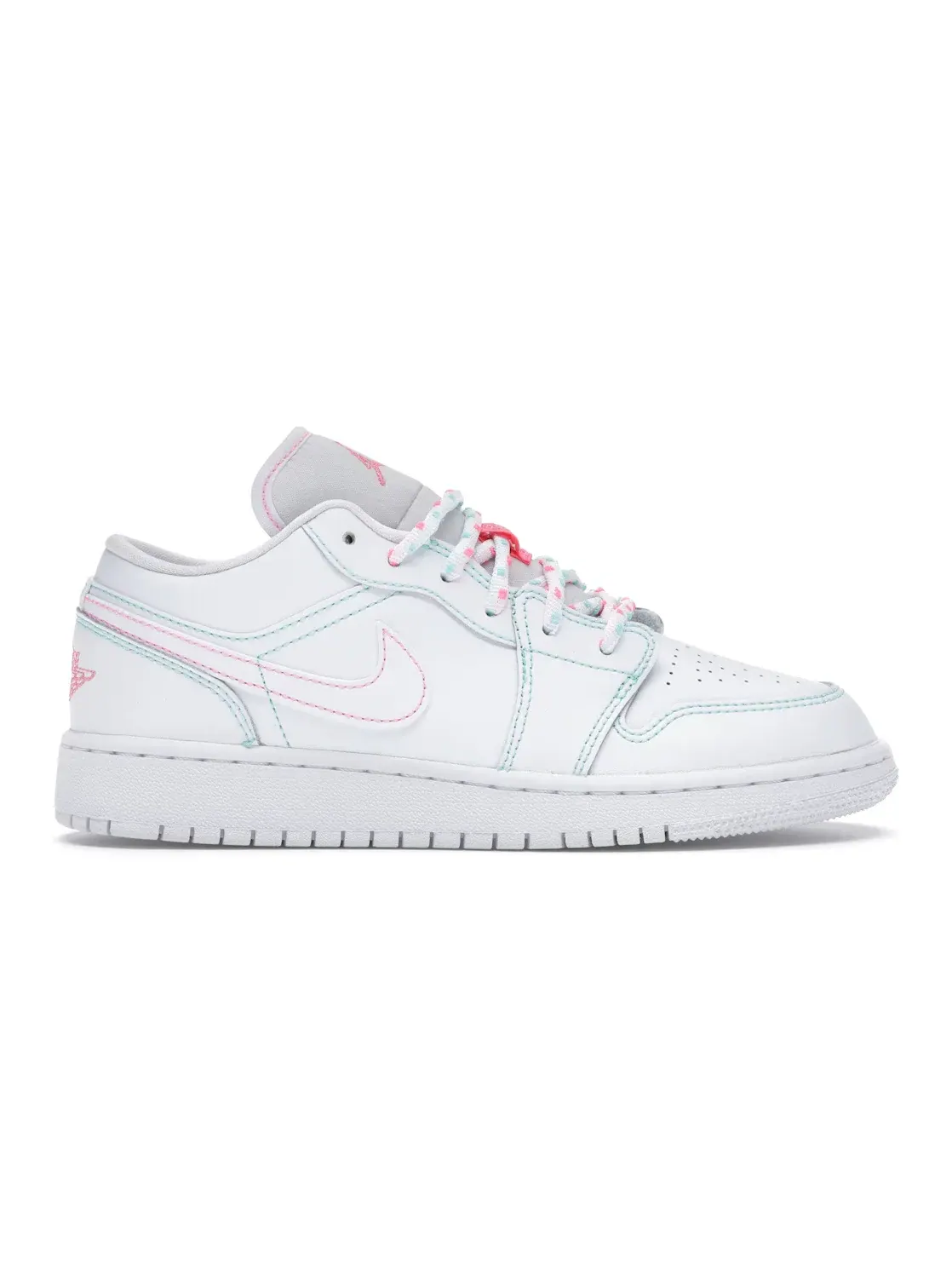 Детские кроссовки Lifestyle с цветными акцентами Jordan 1 Low — изображение 1 из 4, белый/белый-зеленый