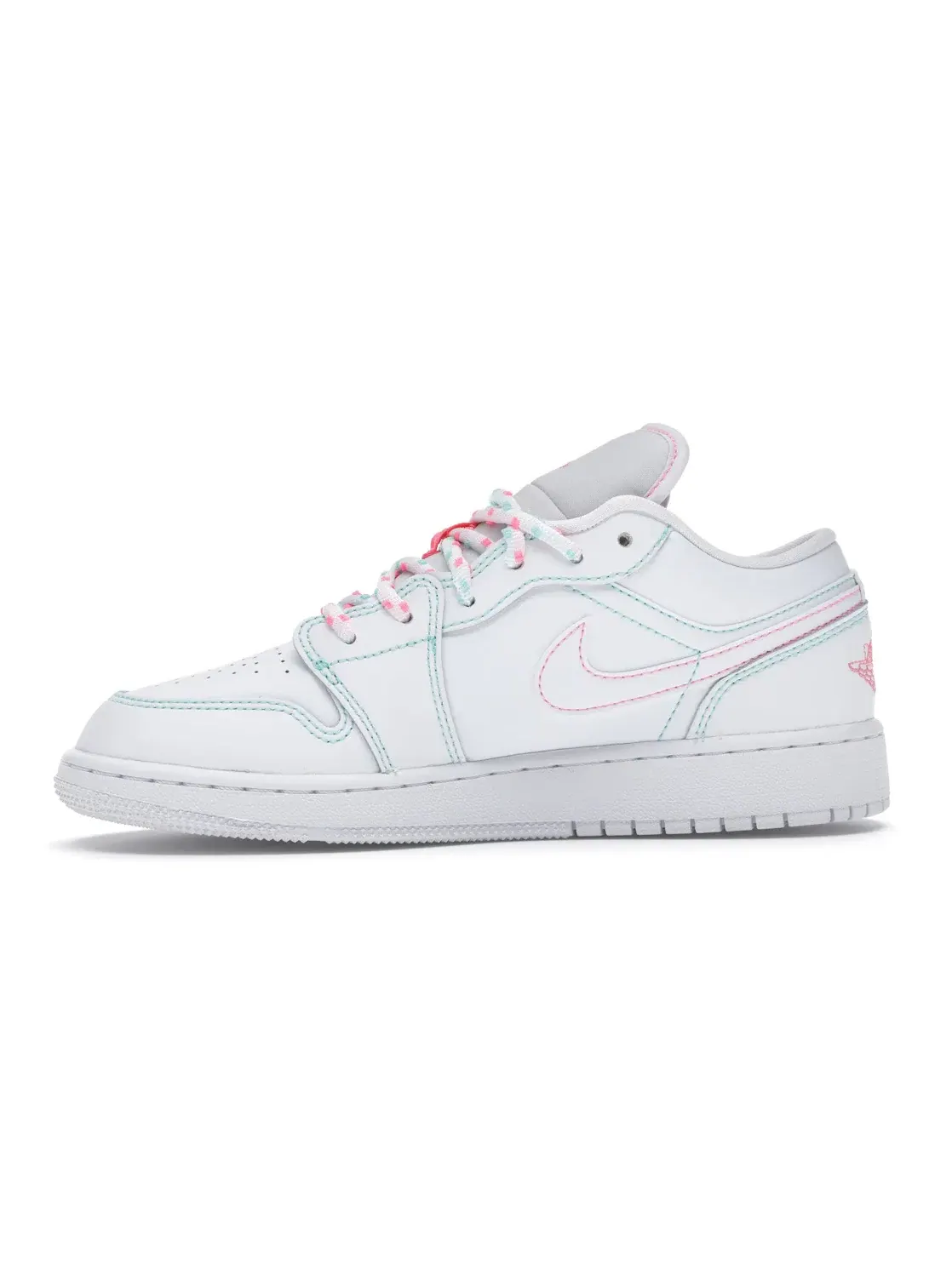 Детские кроссовки Lifestyle с цветными акцентами Jordan 1 Low — изображение 3 из 4, белый/белый-зеленый