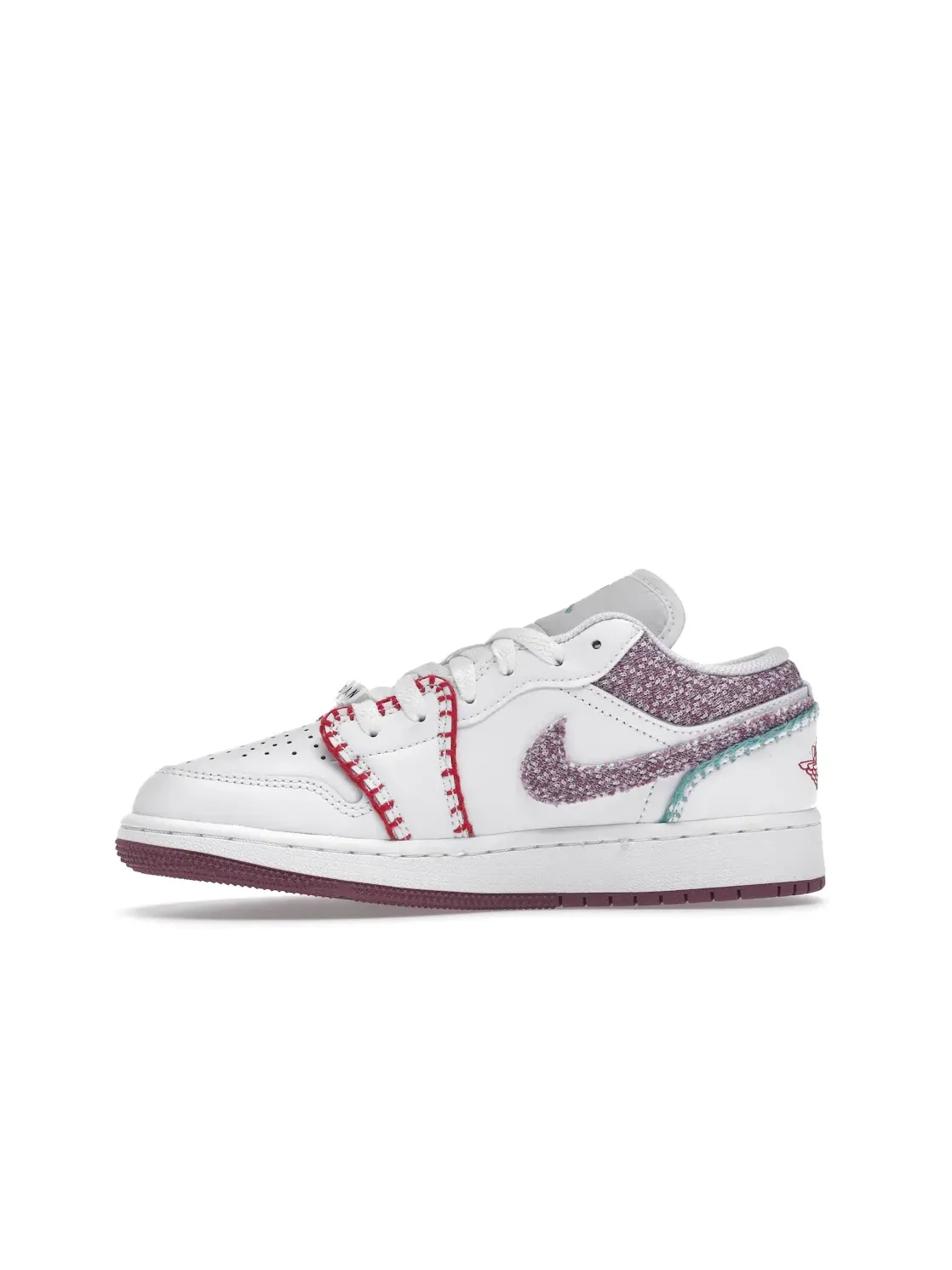 Детские кроссовки для мальчиков и девочек с принтом Jordan 1 Low Jordan — изображение 3 из 4, белый/розовый//светлый