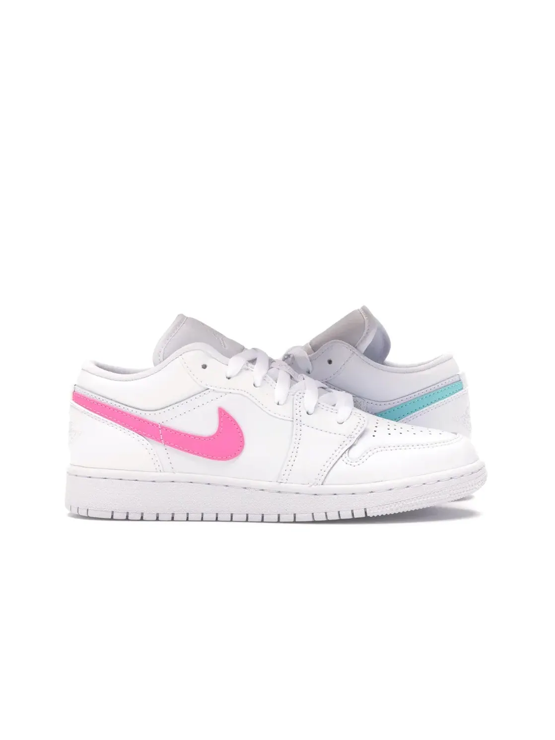 Детские кроссовки для мальчиков и девочек низкие Jordan 1 Low — изображение 1 из 4, белый/белый/неоновый