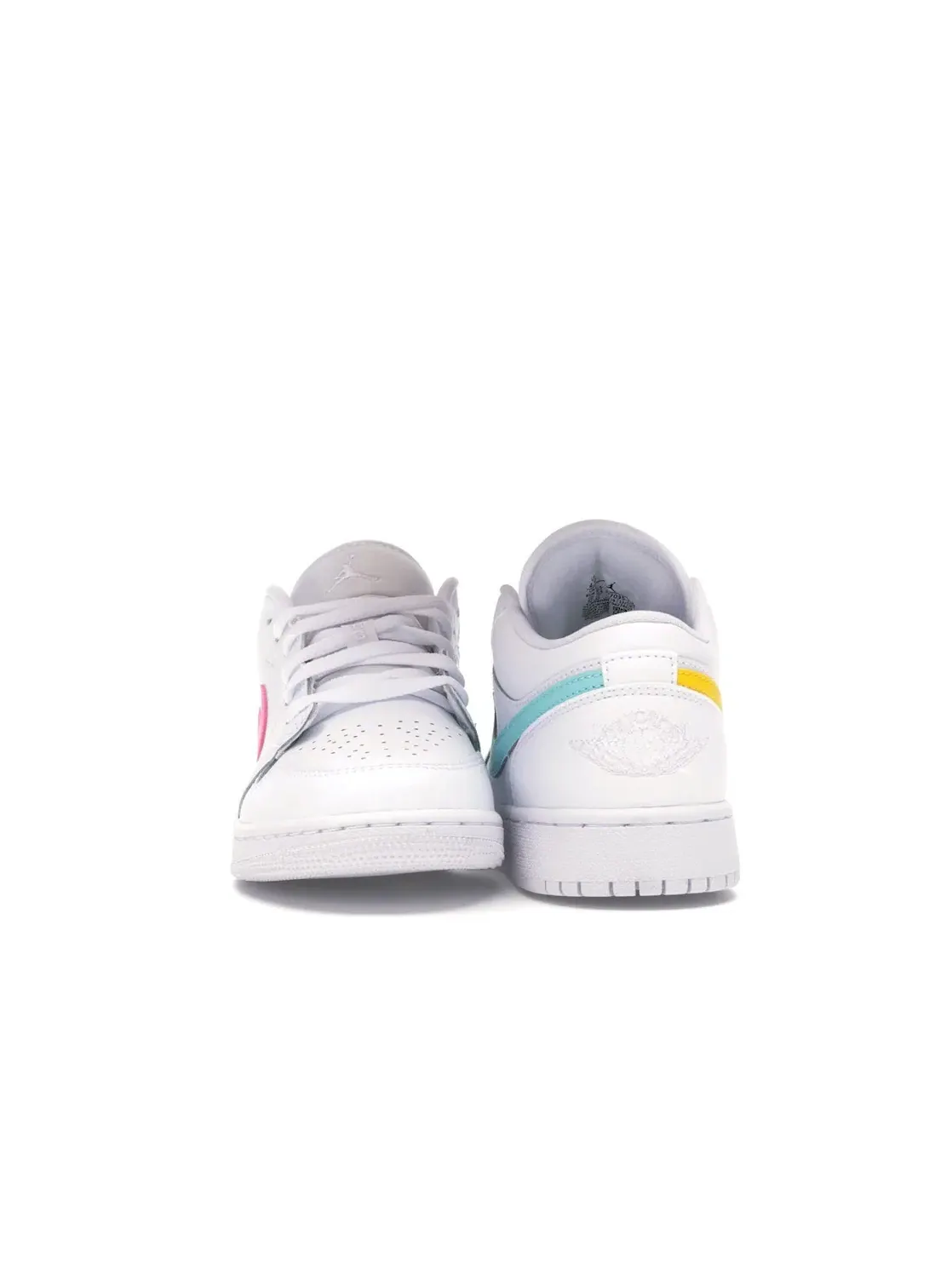 Детские кроссовки для мальчиков и девочек низкие Jordan 1 Low — изображение 2 из 4, белый/белый/неоновый