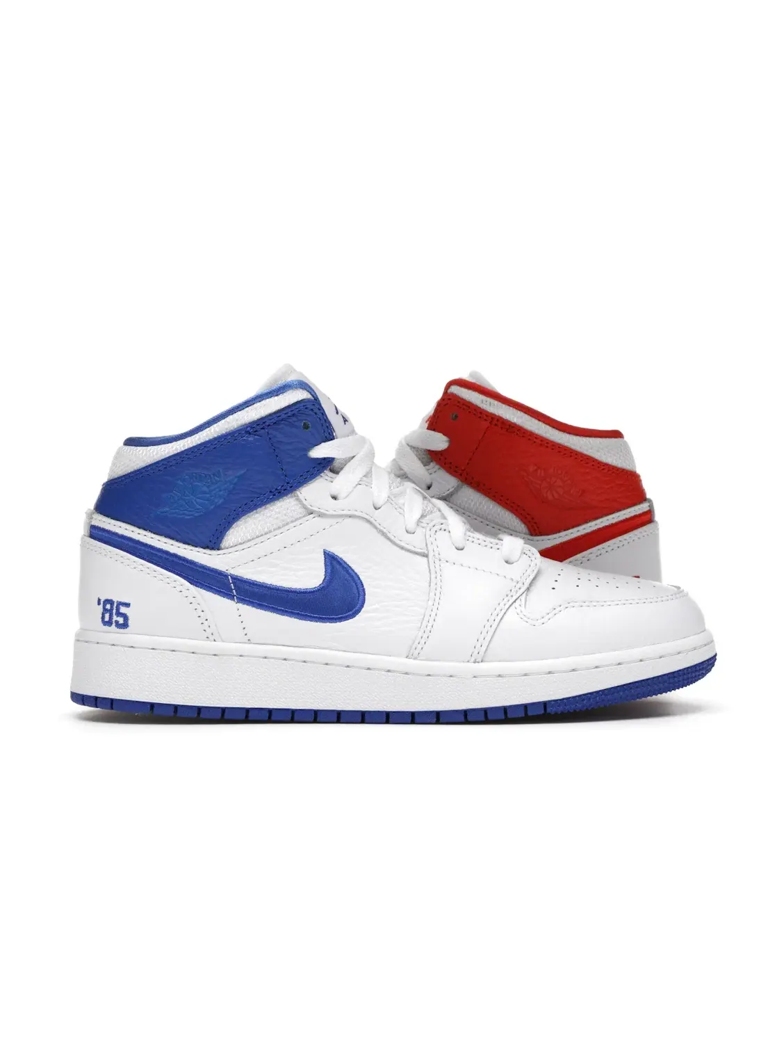 Детские кроссовки для мальчиков с кожаным верхом Jordan 1 Mid Jordan — изображение 1 из 4, белый/мульти--красный