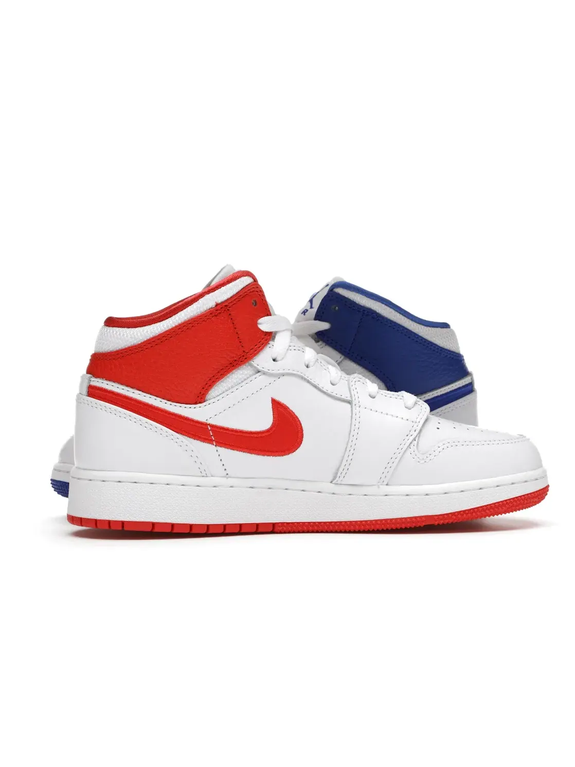 Детские кроссовки для мальчиков с кожаным верхом Jordan 1 Mid Jordan — изображение 3 из 4, белый/мульти--красный