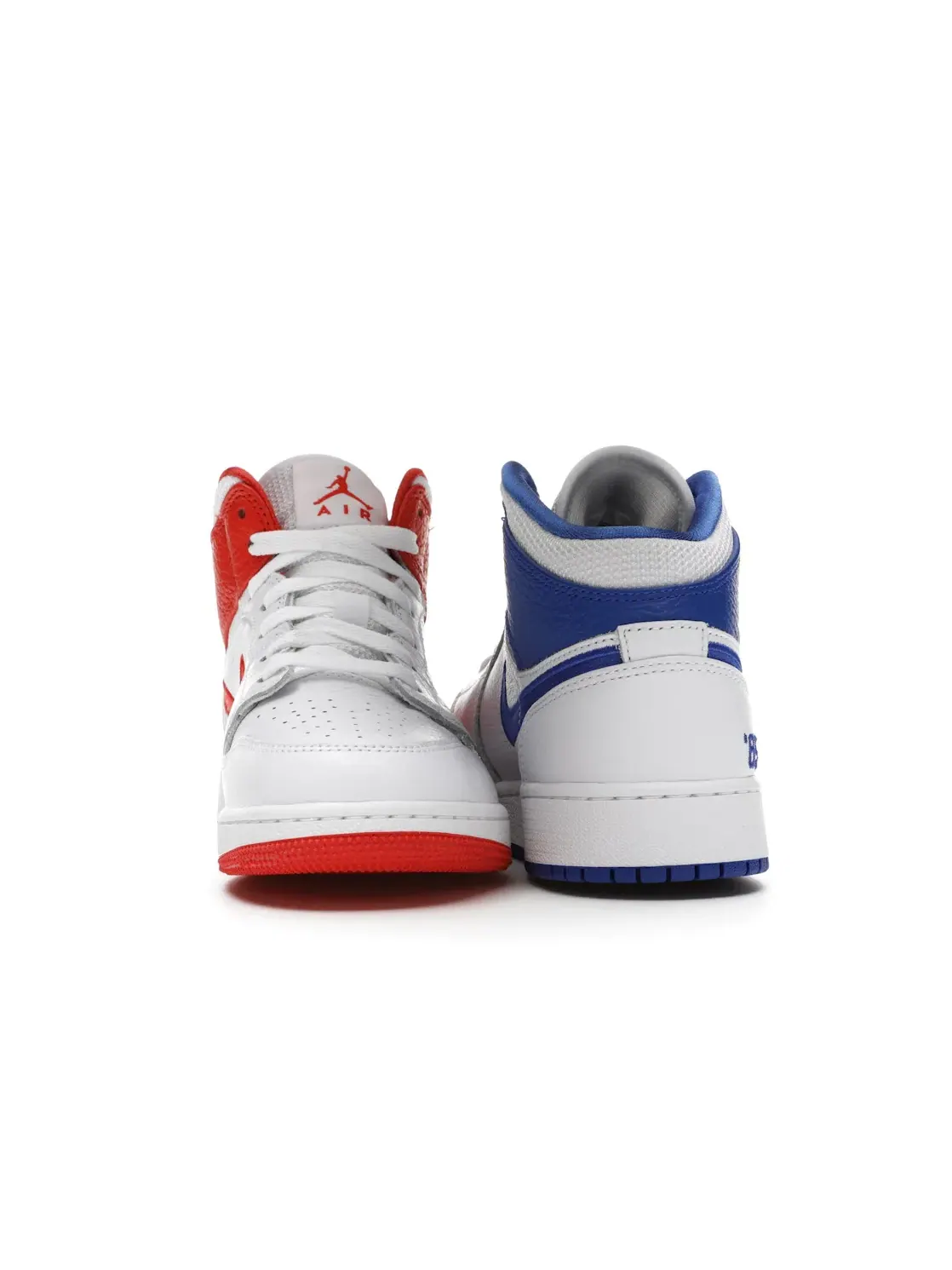 Детские кроссовки для мальчиков с кожаным верхом Jordan 1 Mid Jordan — изображение 4 из 4, белый/мульти--красный