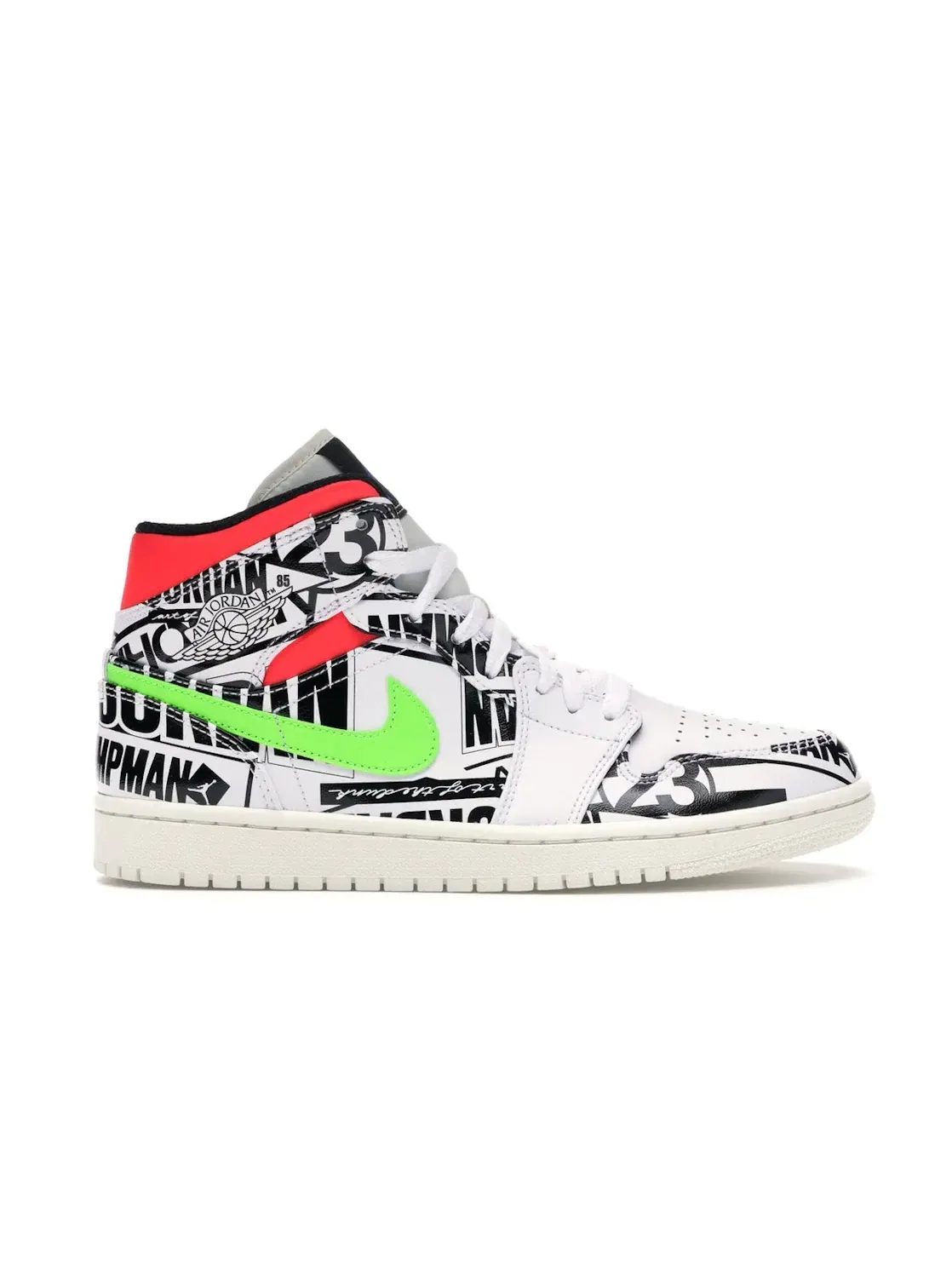 Мужские кроссовки с принтом Jordan 1 Mid All Over Logos Jordan — изображение 1 из 4, белый/синий-черный