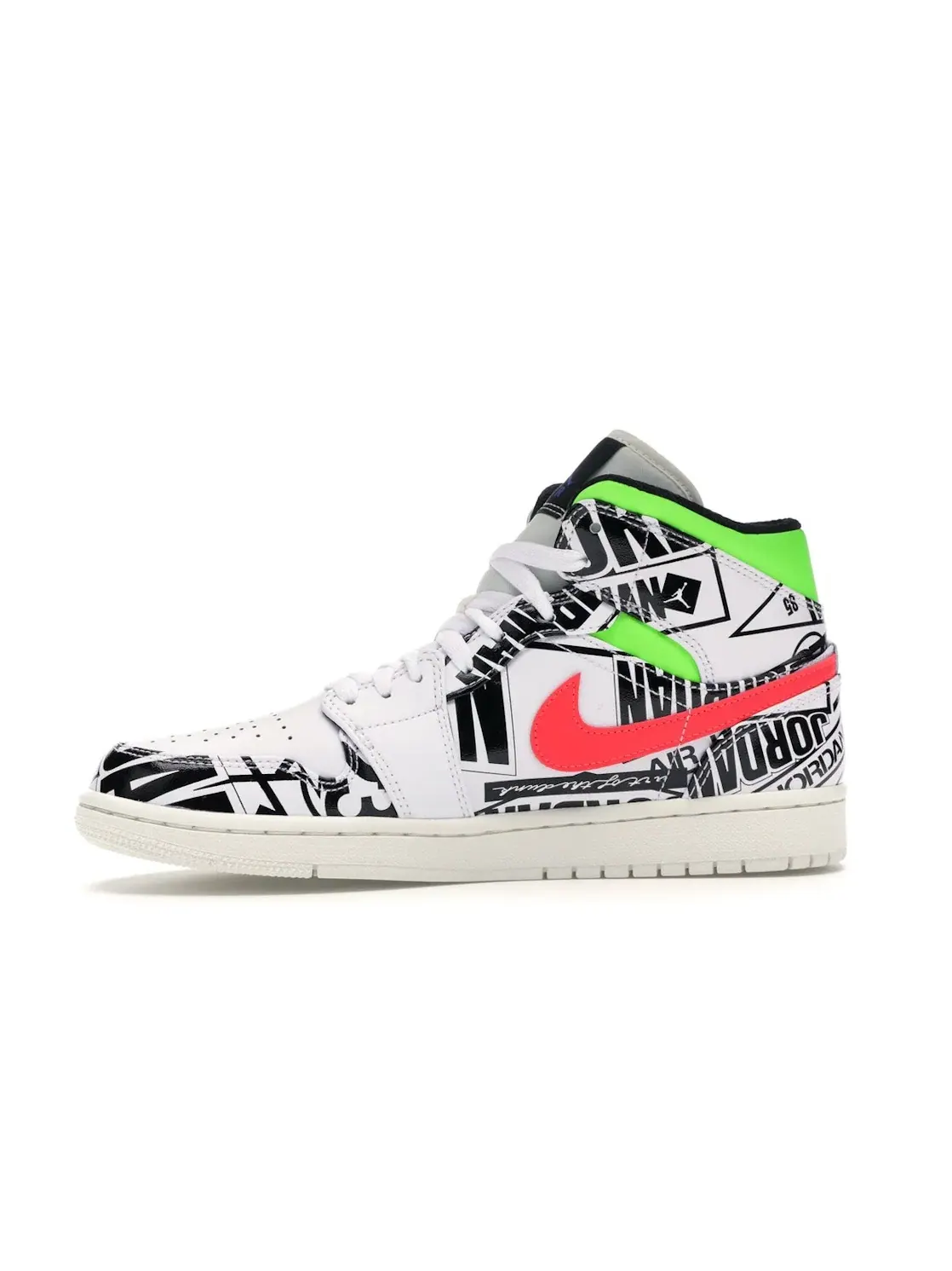 Мужские кроссовки с принтом Jordan 1 Mid All Over Logos Jordan — изображение 3 из 4, белый/синий-черный