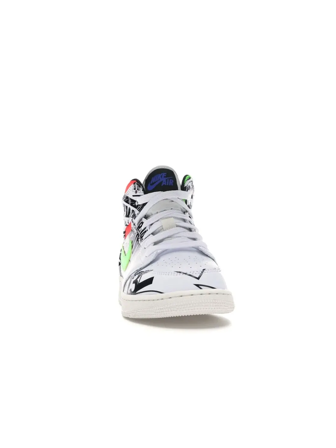 Детские кроссовки с принтом Jordan 1 Mid All Over Logos Jordan — изображение 2 из 4, белый/синий-черный