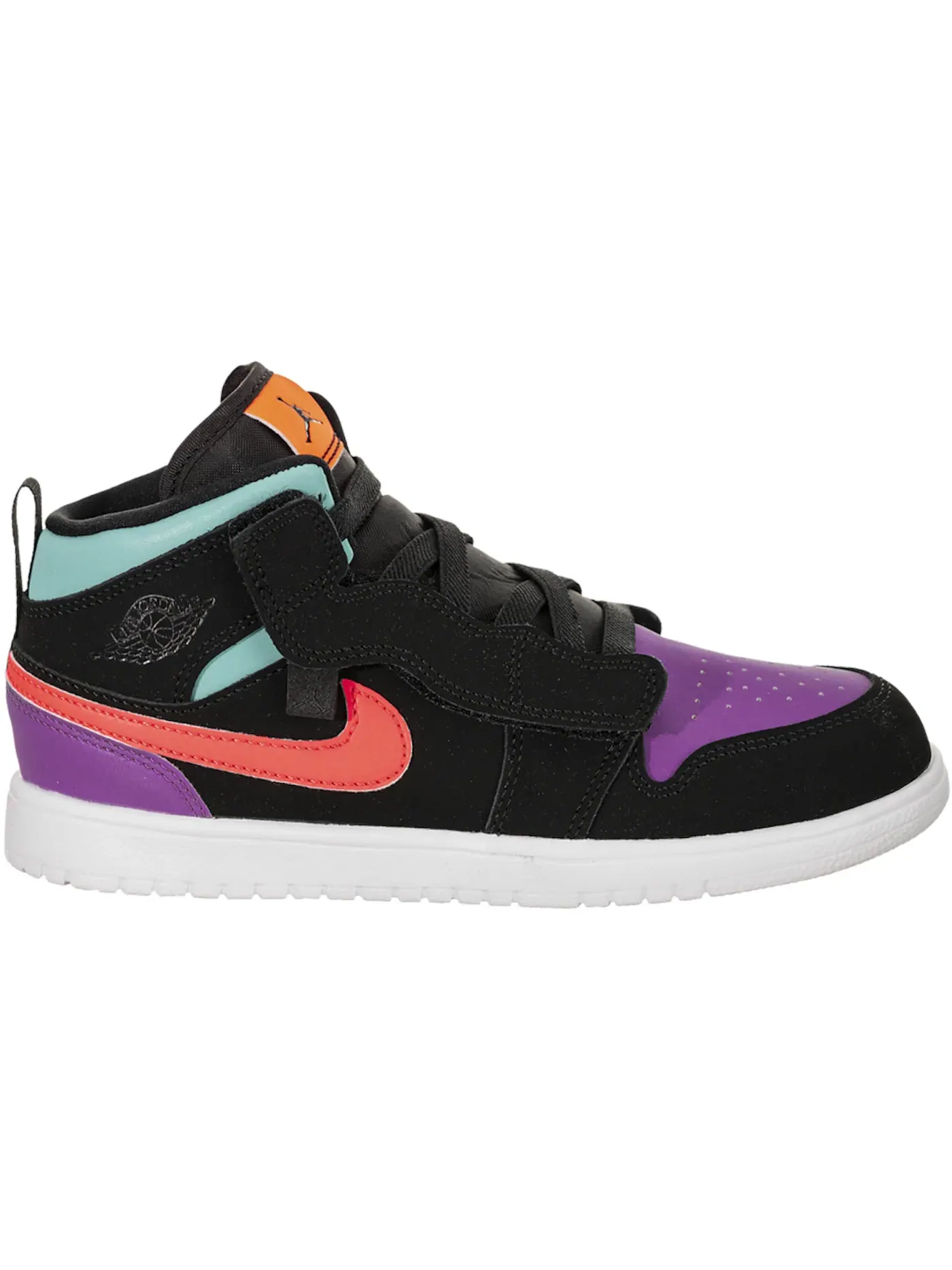 Детские кроссовки Lifestyle с принтом Jordan 1 Mid Alt Jordan — изображение 1 из 1, черный/оранжевый-зеленый
