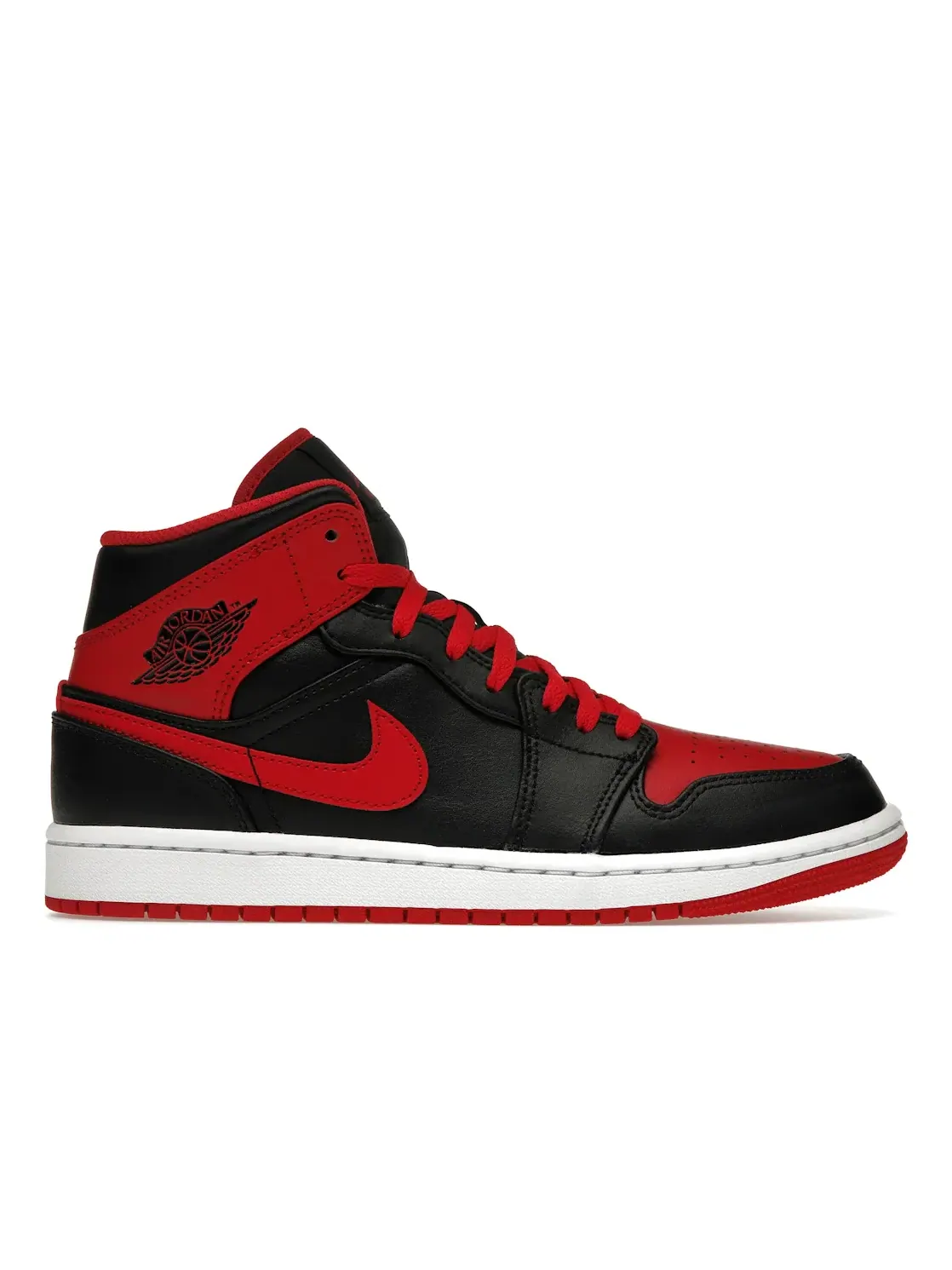 Мужские кроссовки Lifestyle с верхом из премиум-кожи Jordan 1 Mid Jordan — изображение 1 из 4, черный/красный-белый