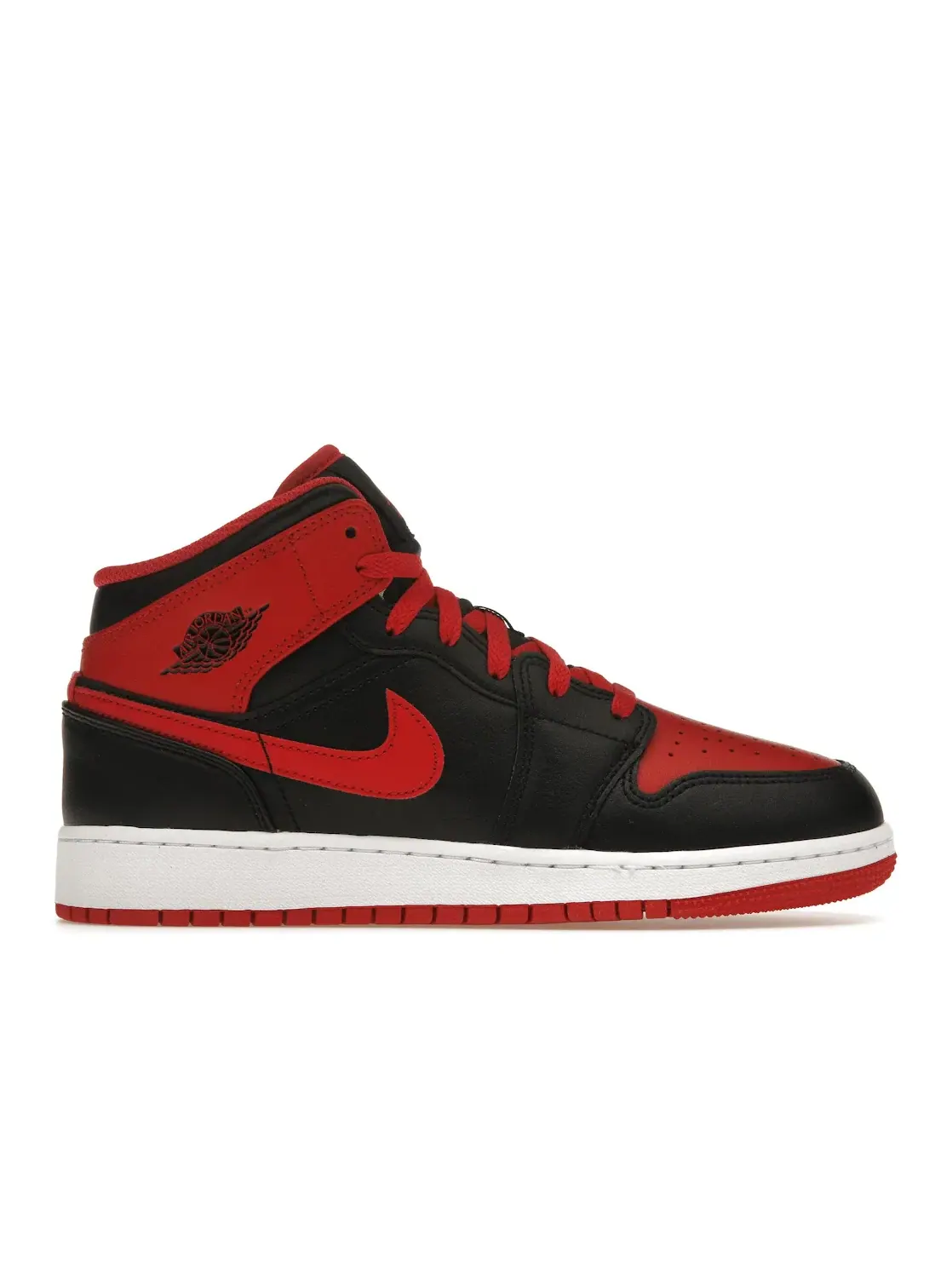 Детские кроссовки для мальчиков с высоким берцем Jordan 1 Mid Jordan — изображение 1 из 3, черный/красный/белый