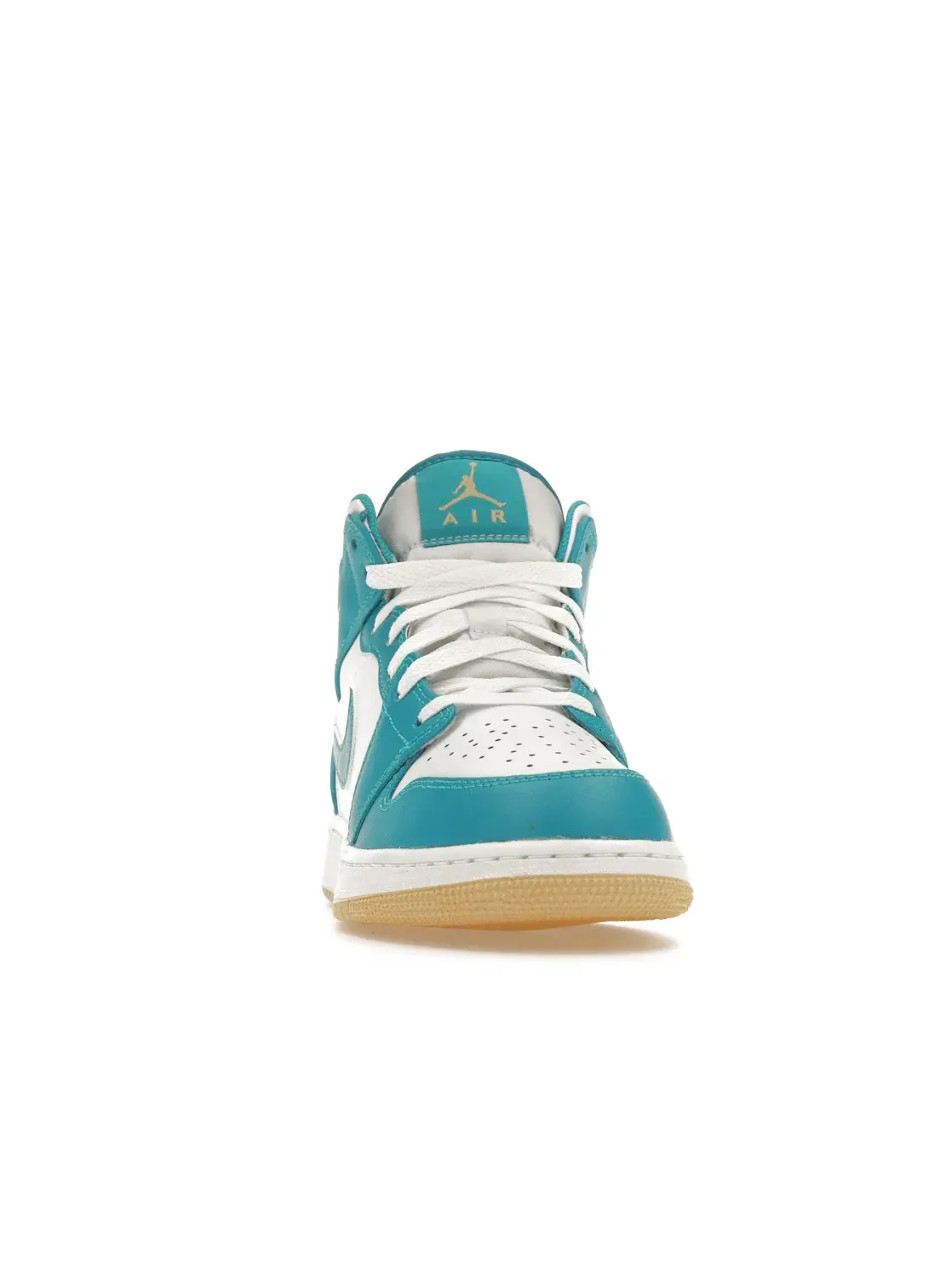 Детские кроссовки Lifestyle с ярким дизайном Jordan 1 Mid Aquatone (GS) Jordan — изображение 2 из 4, золотистый/белый