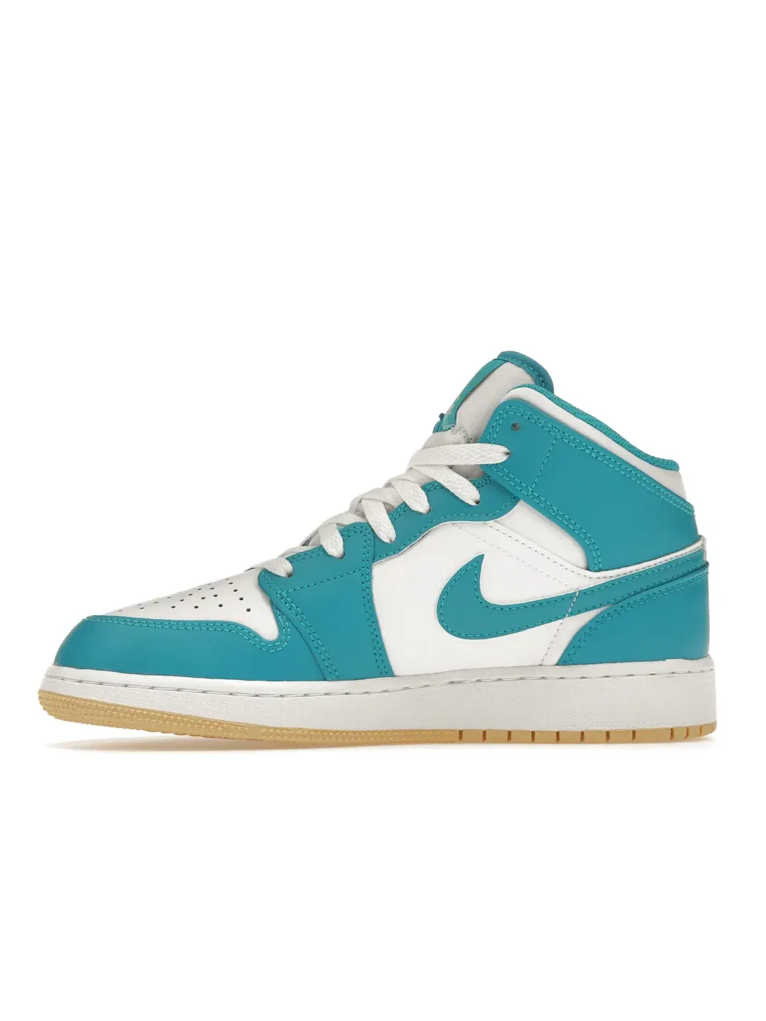 Детские кроссовки Lifestyle с ярким дизайном Jordan 1 Mid Aquatone (GS) Jordan — изображение 3 из 4, золотистый/белый