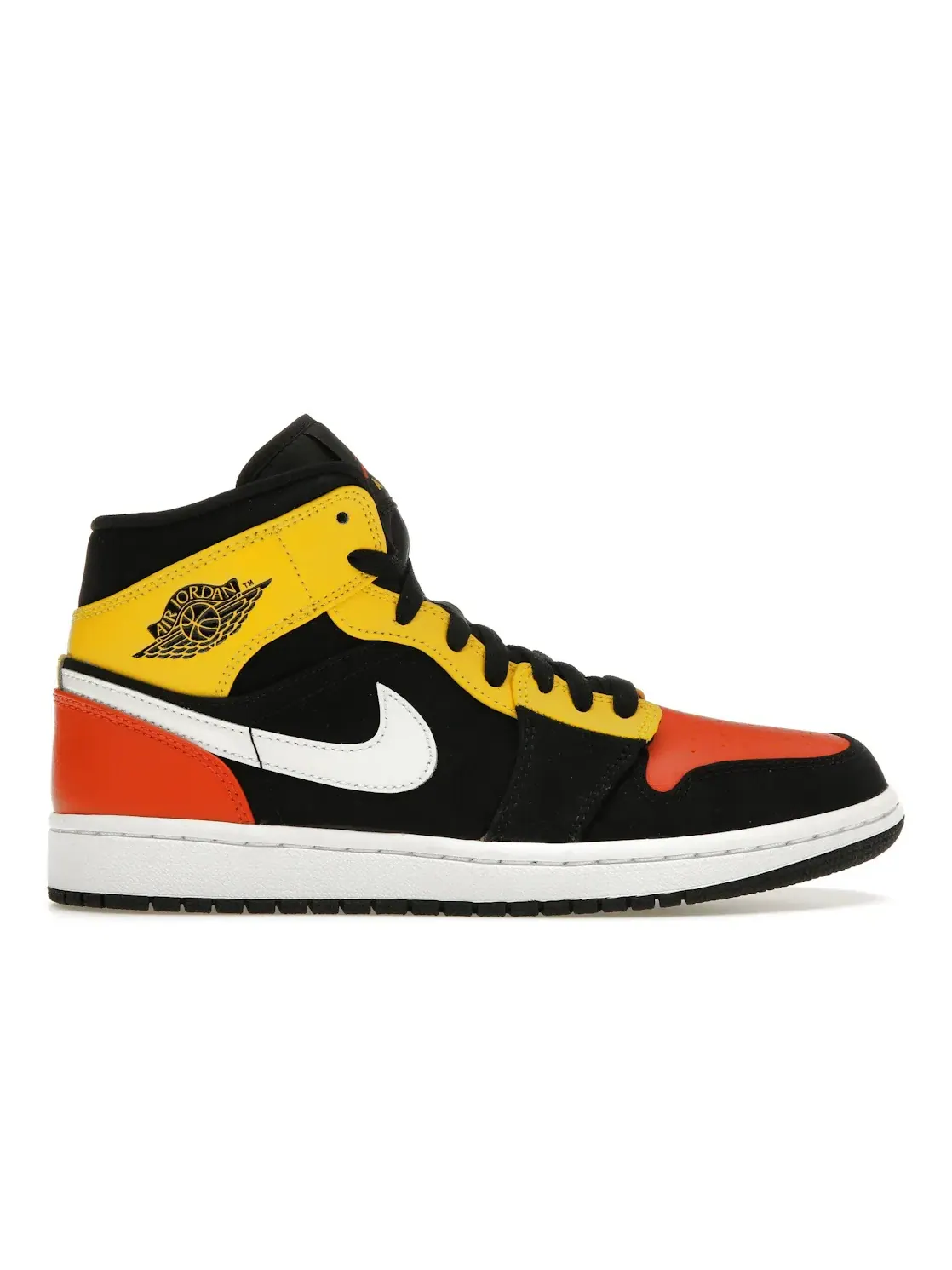 Мужские кроссовки с замшевой отделкой Jordan 1 Mid Jordan — изображение 1 из 4, черный белый оранжевый