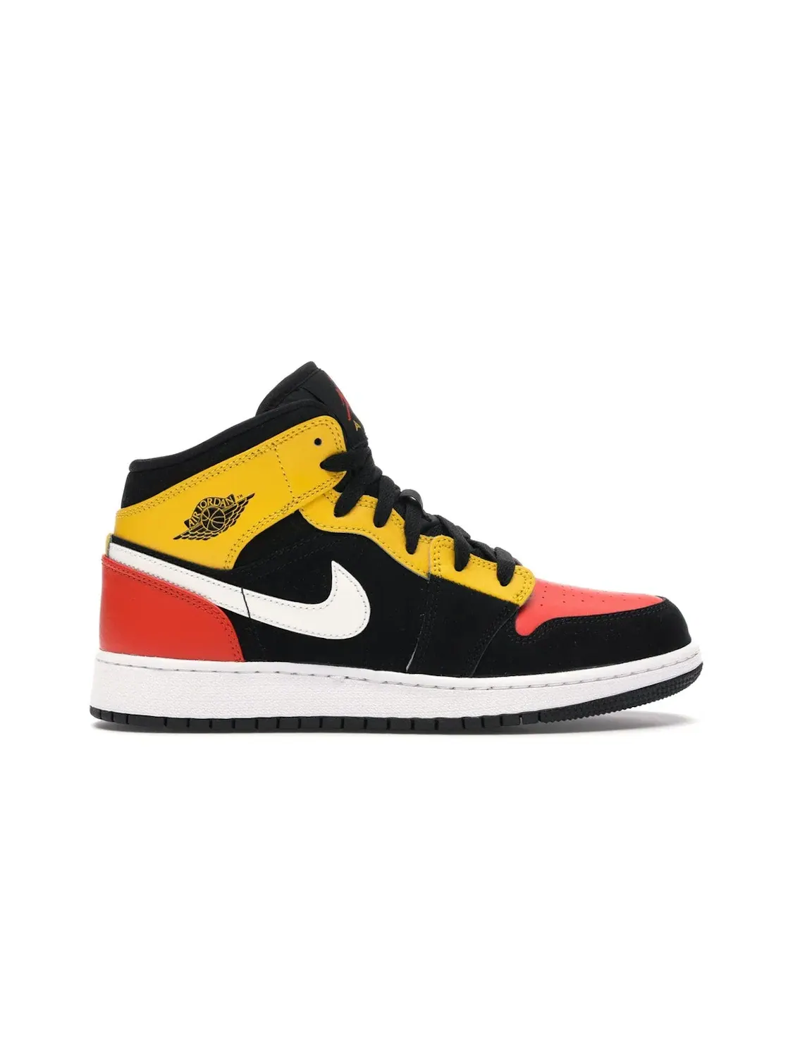 Детские кроссовки с замшевым верхом Jordan 1 Mid — изображение 1 из 4, черный/-белый-оранжевый