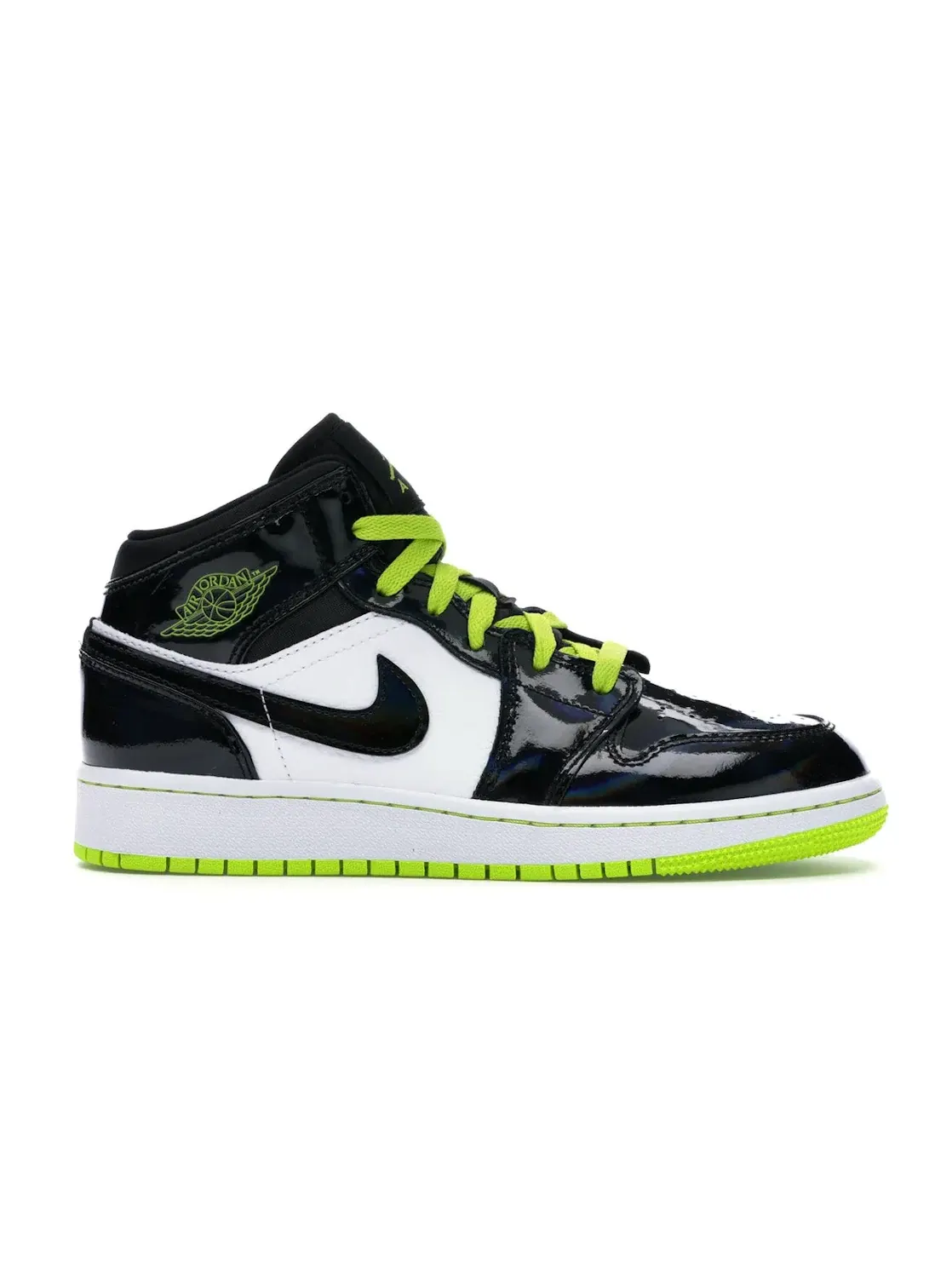 Детские кроссовки с белой кожаной основой Jordan 1 Mid Jordan — изображение 1 из 4, черный/-белый-зеленый