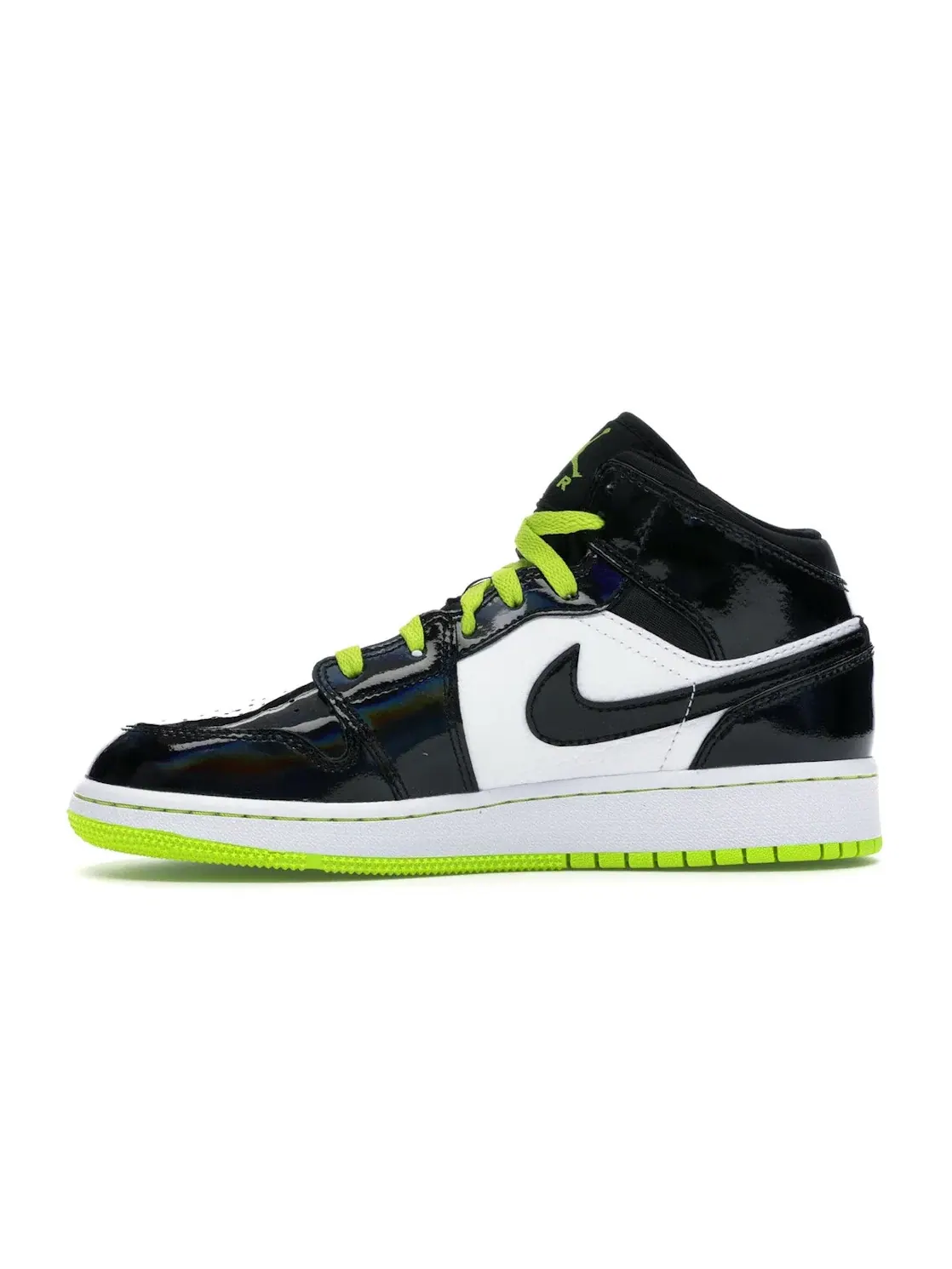 Детские кроссовки с белой кожаной основой Jordan 1 Mid Jordan — изображение 3 из 4, черный/-белый-зеленый