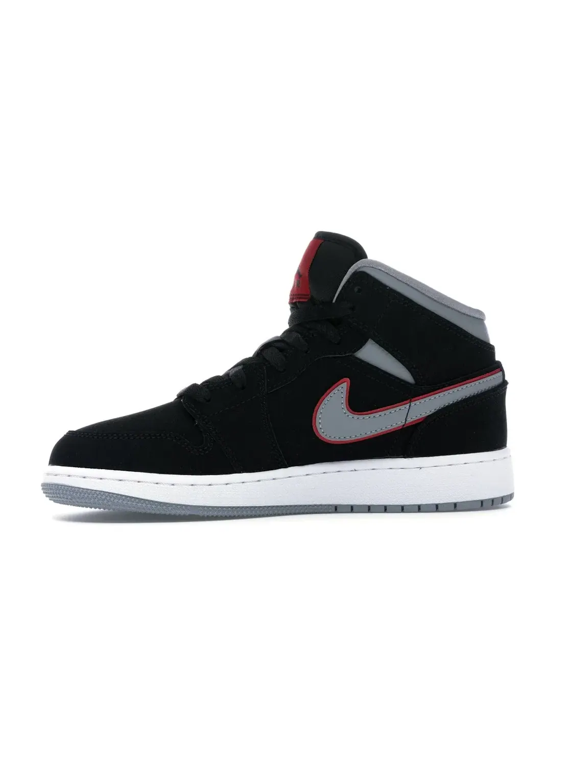 Детские кроссовки lifestyle с принтом Jordan 1 Mid Black Particle Grey Gym Red — изображение 3 из 4