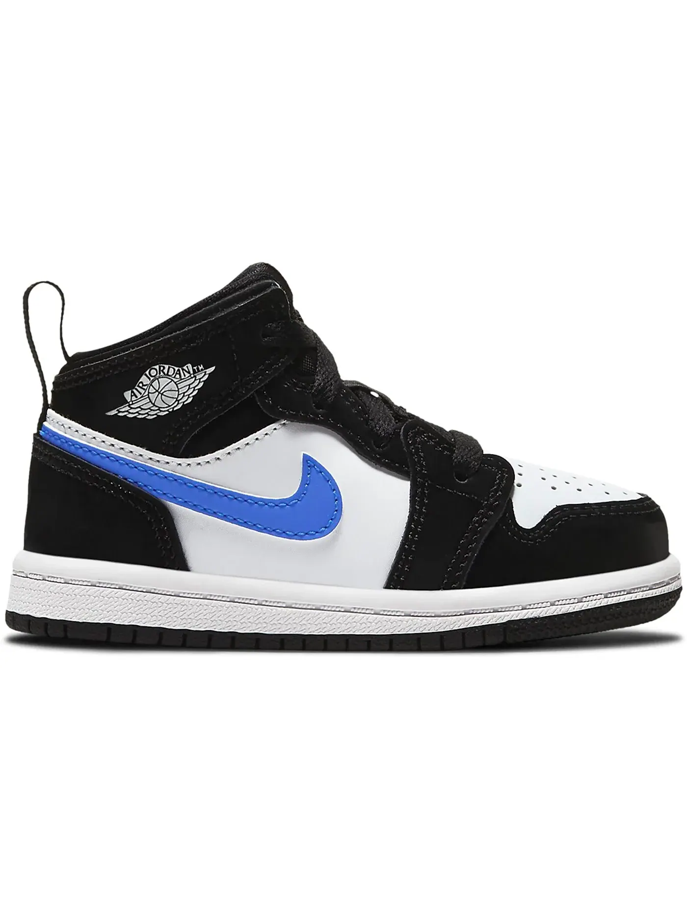 Детские кроссовки Lifestyle с длинным шнурком Jordan 1 Mid Jordan — изображение 1 из 1, черный/синий-белый