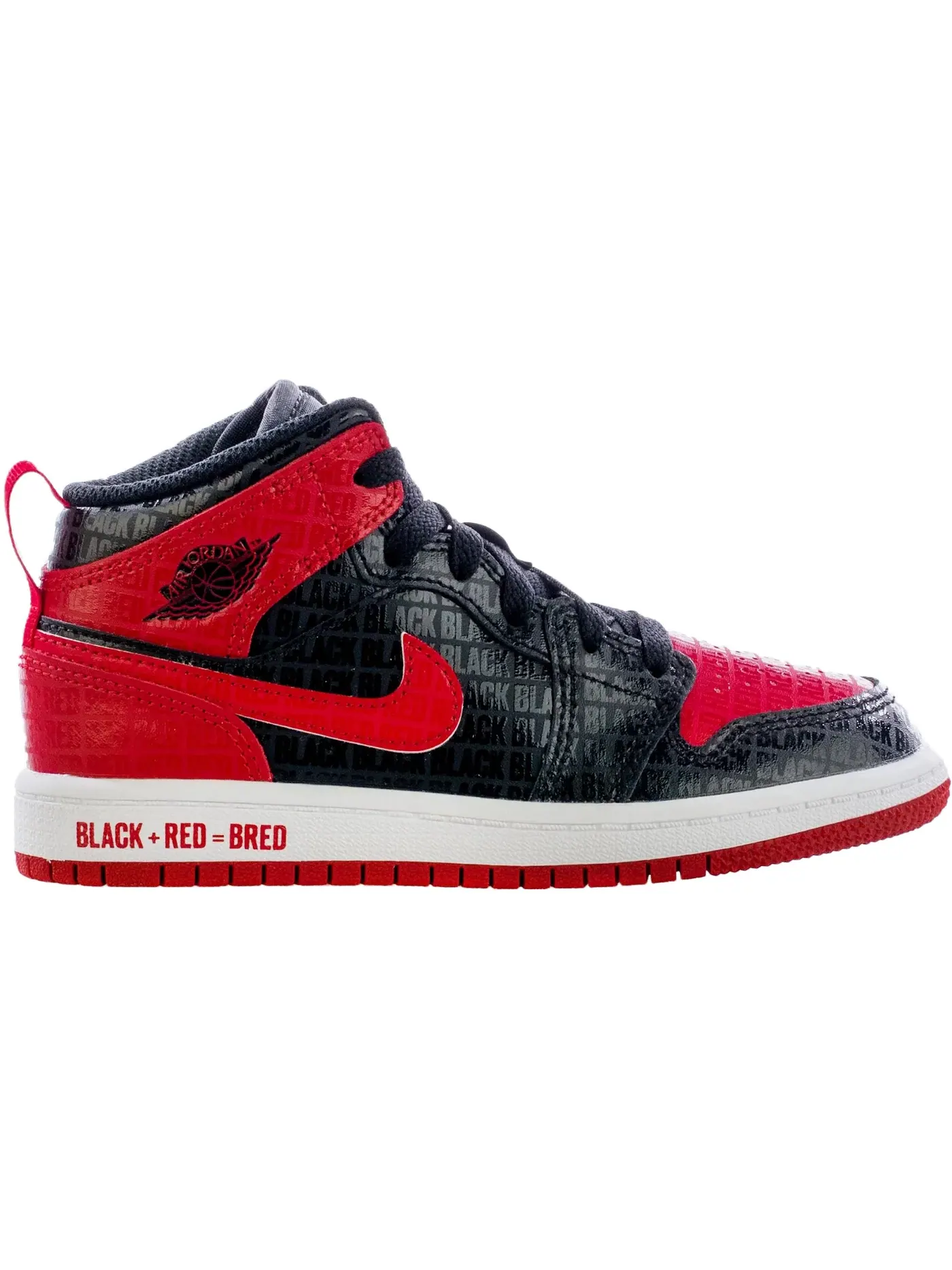 Детские кроссовки Lifestyle Jordan 1 Mid Black Red Bred (PS) Jordan — изображение 1 из 1, черный/красный/белый
