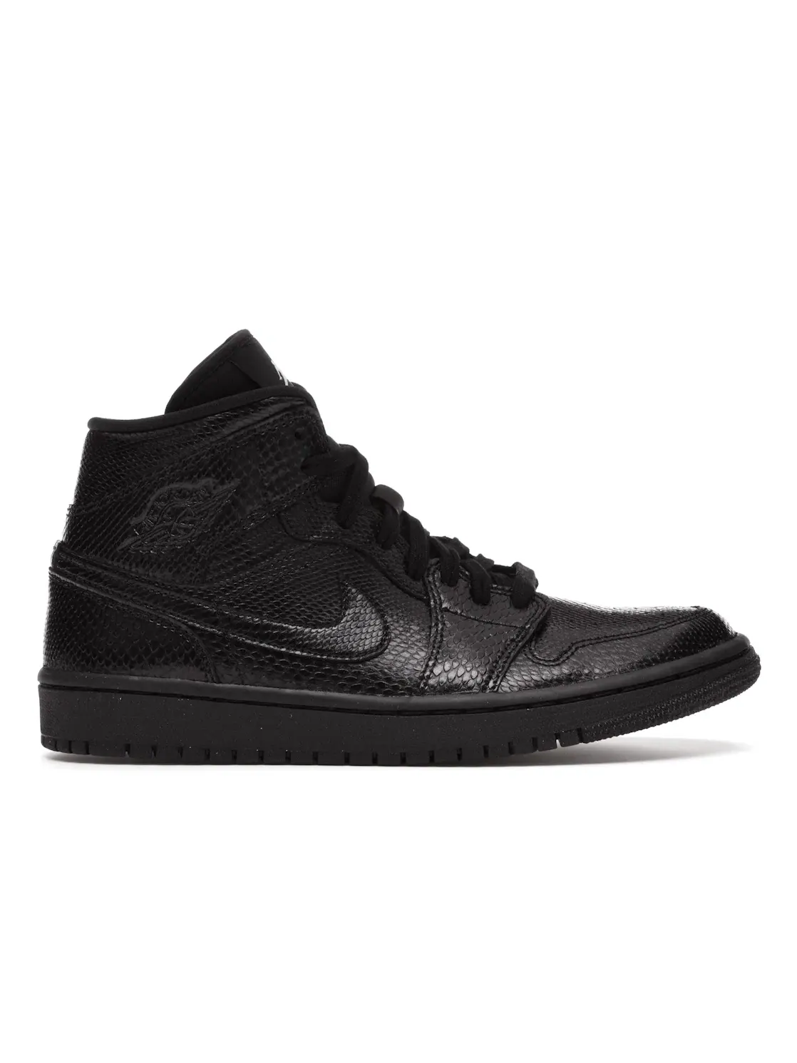 Женские кроссовки с змеиным принтом Jordan 1 Mid Jordan — изображение 1 из 4, черный/белый/черный