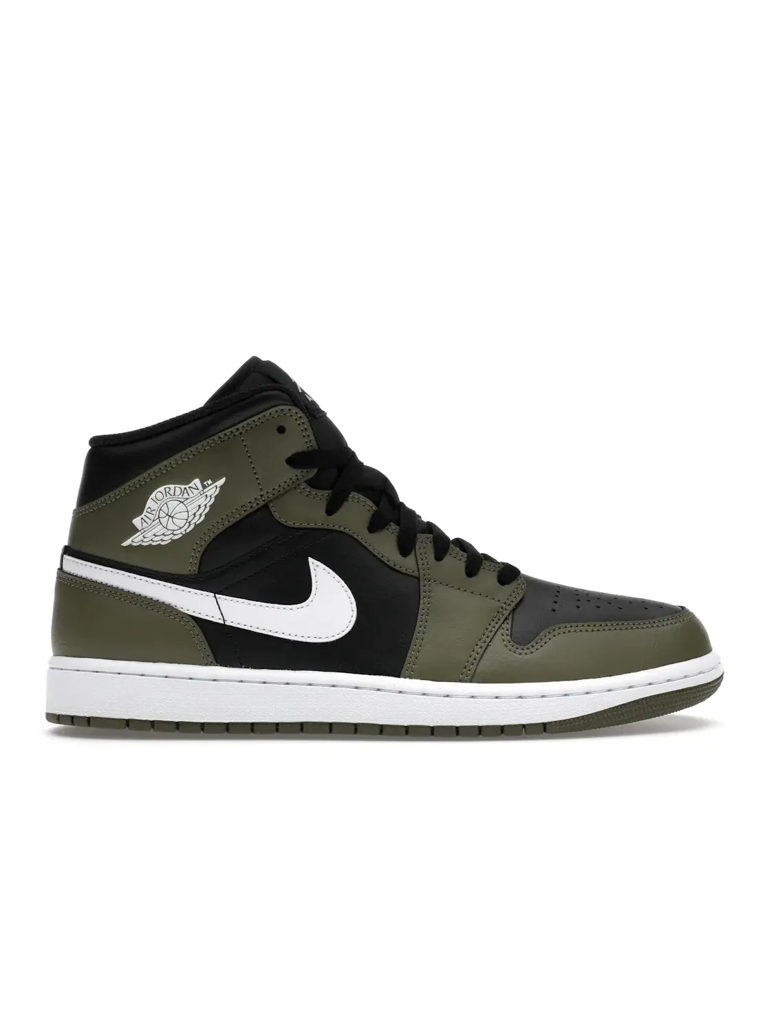 Мужские кроссовки с замшевыми вставками Jordan 1 Mid Jordan — изображение 1 из 4, черный/оливковый//белый