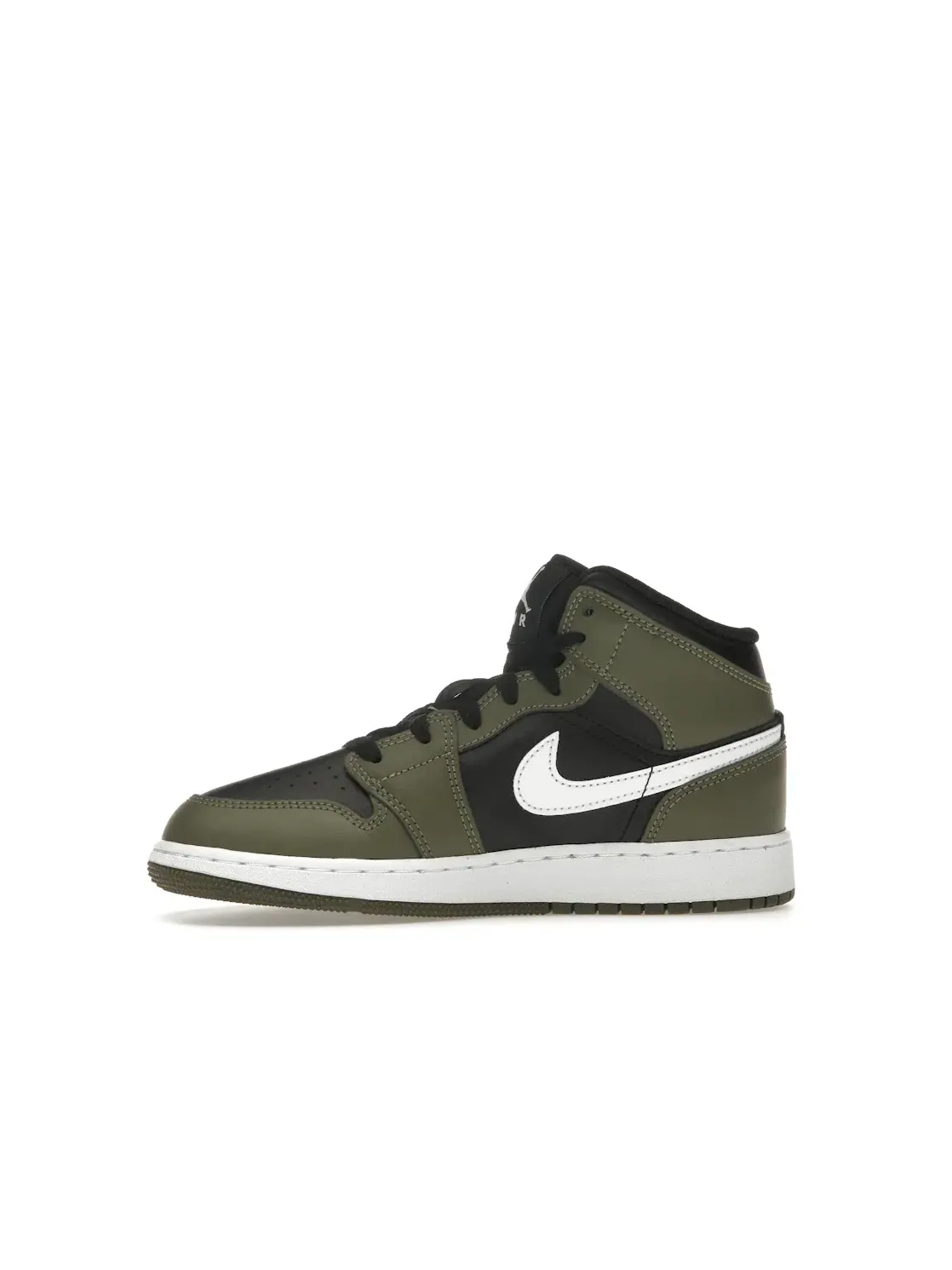 Детские кроссовки Lifestyle с принтом Jordan 1 Mid Jordan — изображение 3 из 4, черный/белый/оливковый