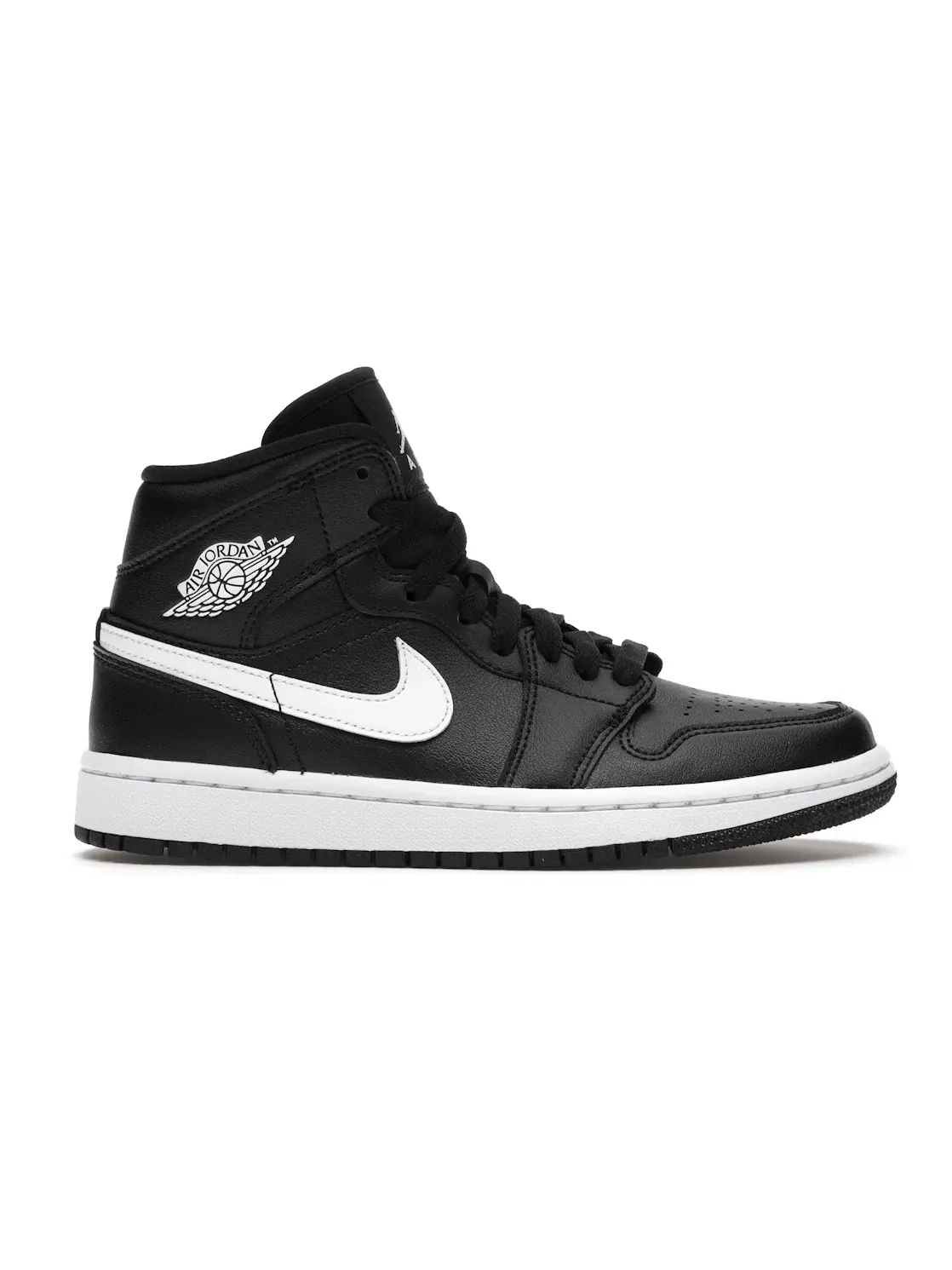 Женские кроссовки с кожаным верхом Air Jordan 1 Mid Black White Jordan — изображение 1 из 4, черный/белый