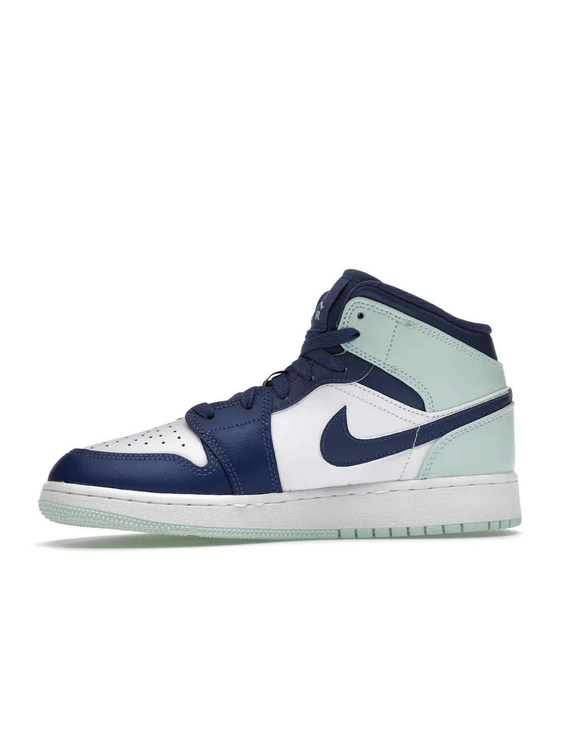 Детские кроссовки с кожаным верхом Jordan 1 Mid Mystic Navy Mint Foam Jordan — изображение 3 из 4, темно-синий/белый